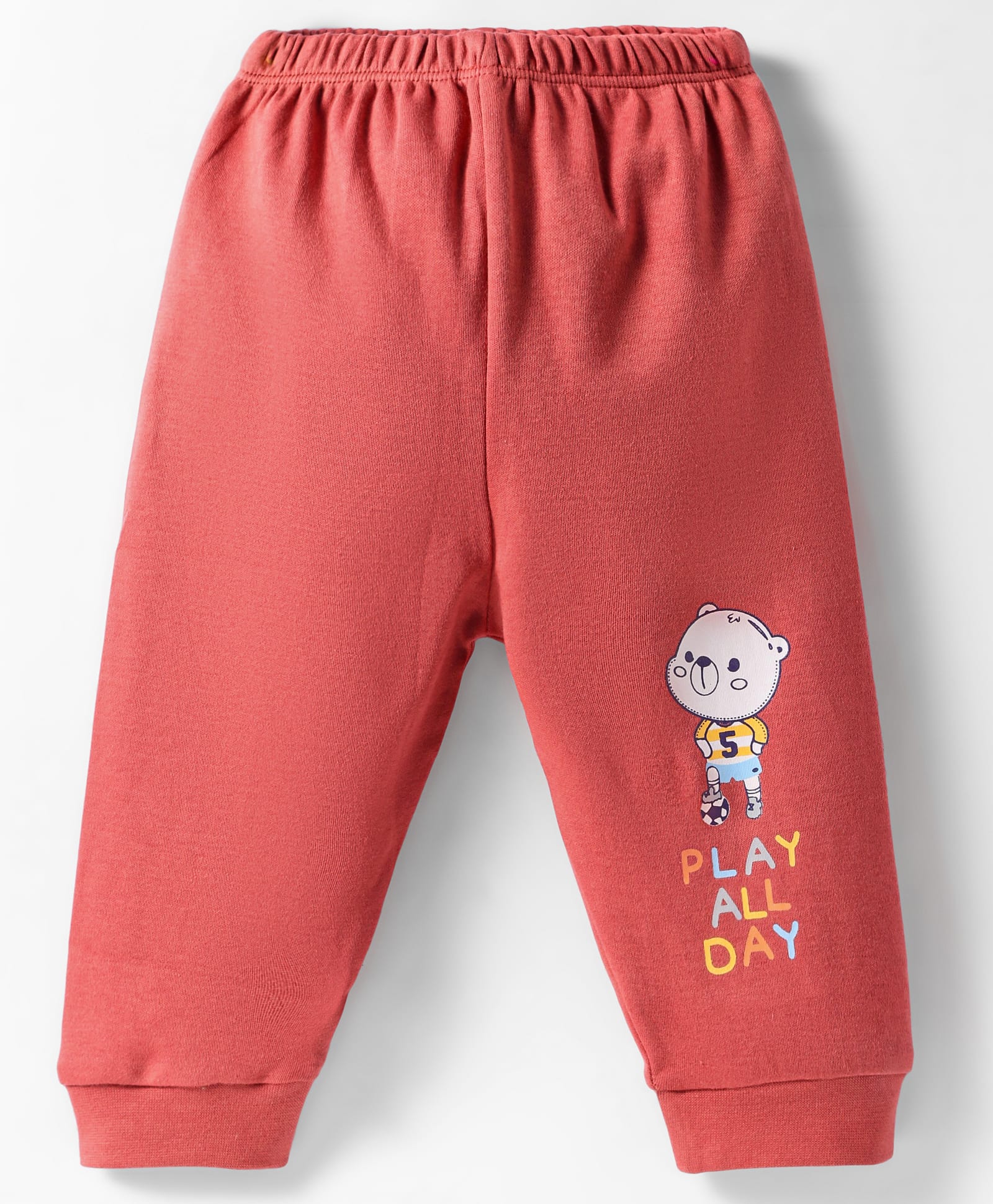 Tango Interlock Knit Full Length Lounge Pant with Bear Print - Red-picture-11