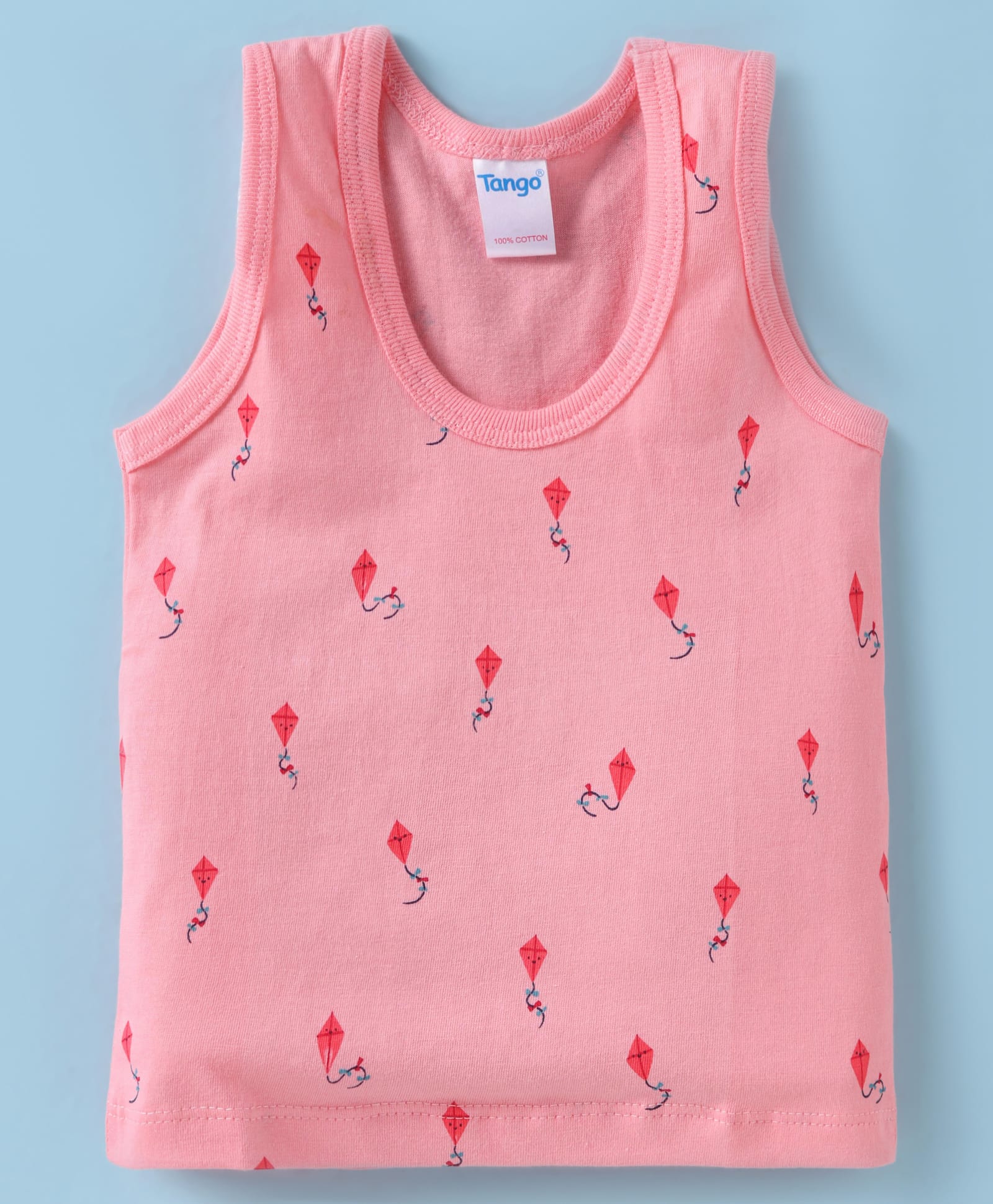 Tango Single Jersey Knit Sleeveless Vests with Kite Print - Coral-image-48
