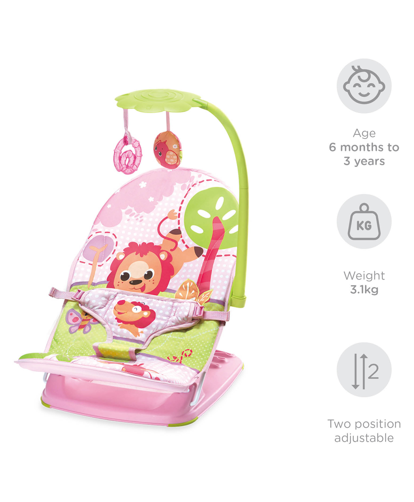 Mastela Fold Up Infant Seat with Hanging Toys - Pink-image-13