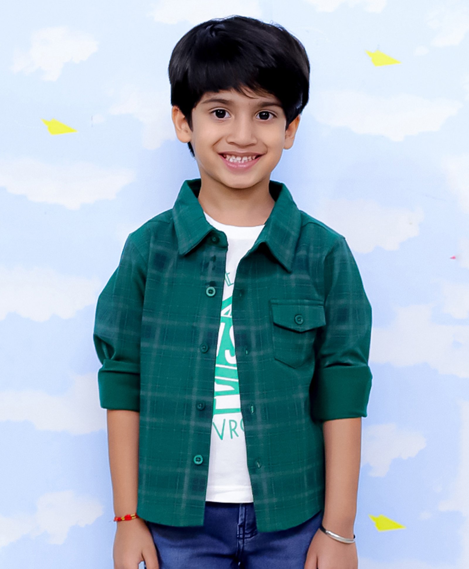 The Mom Store Cotton Full Sleeves Plaid Checked Shirt - Green-picture-40