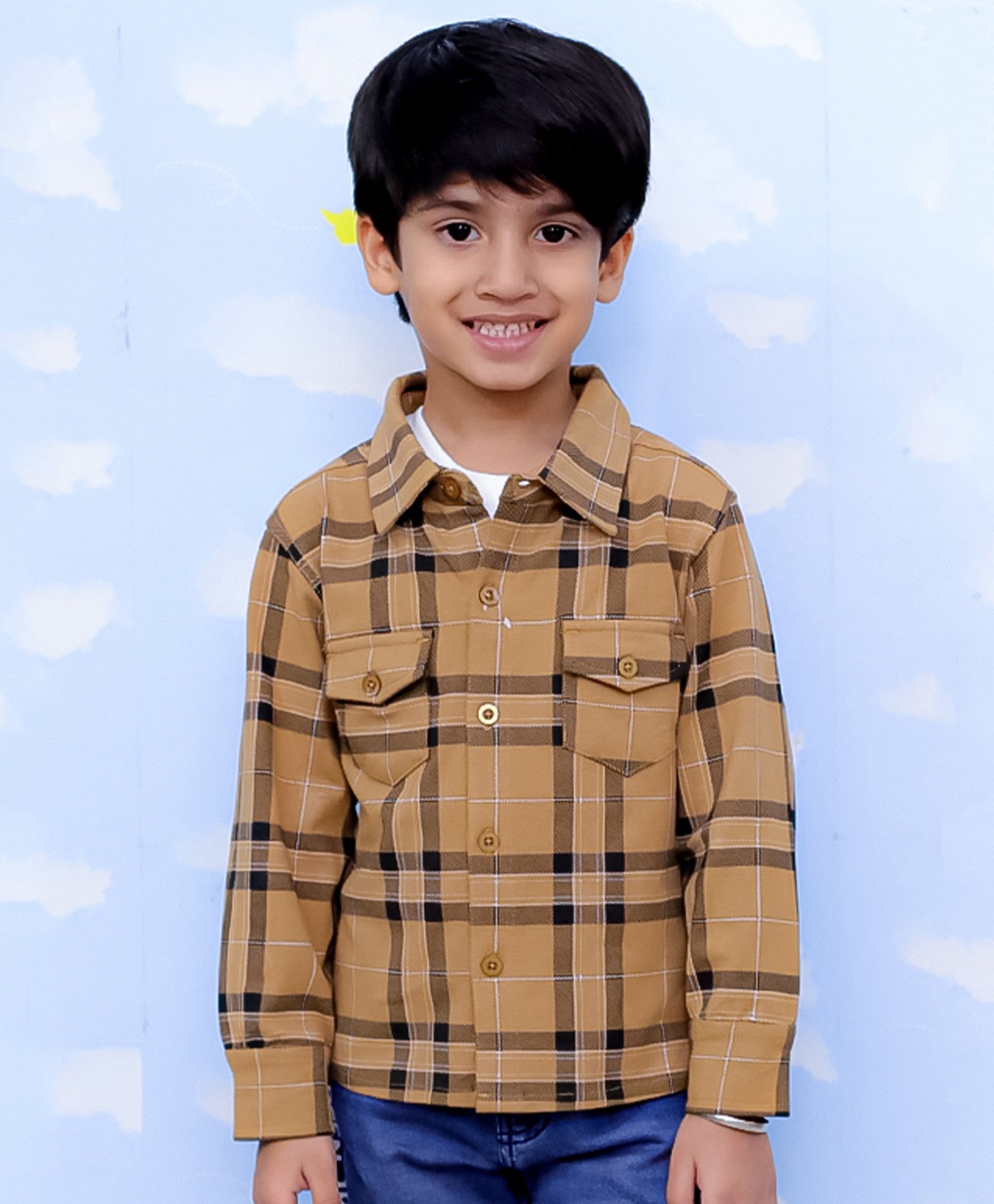 The Mom Store Cotton Full Sleeves Flannel Plaid Checked Shirt - Mustard-picture-18