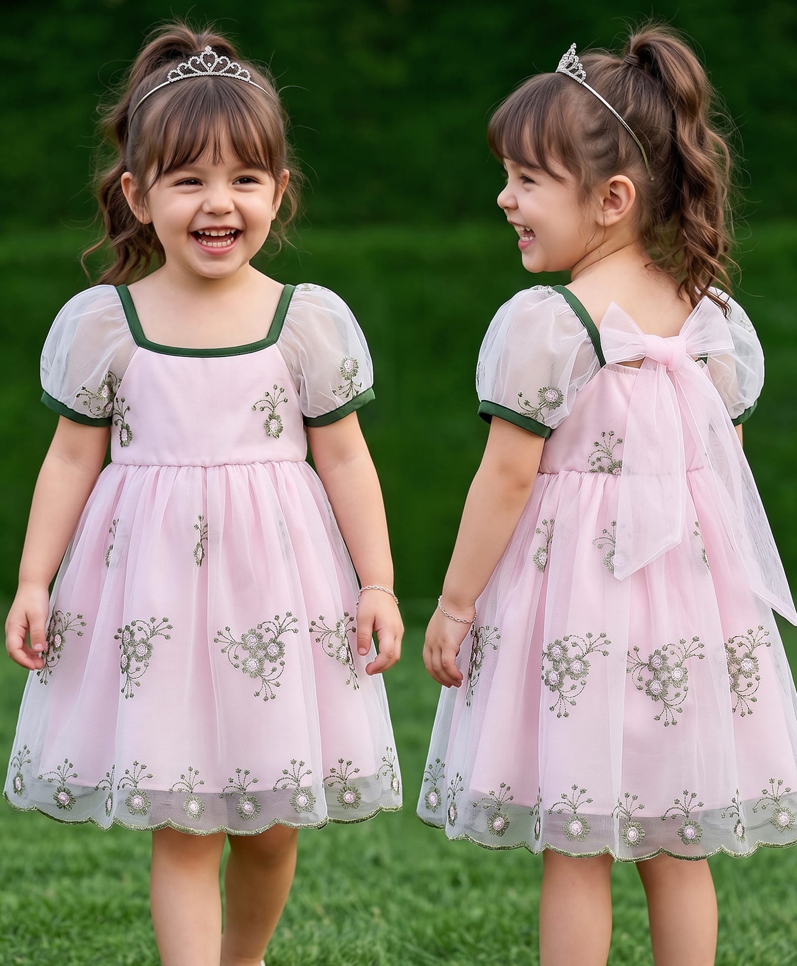 Mark & Mia Half Sleeves Party Frock with Beaded Floral Embroidery - Pink-image-25
