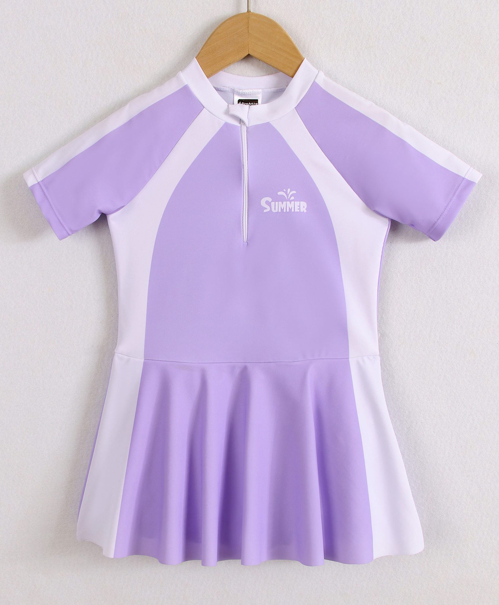 Pine Active Half Raglan Sleeves Frock Swimsuit - Purple-image-45