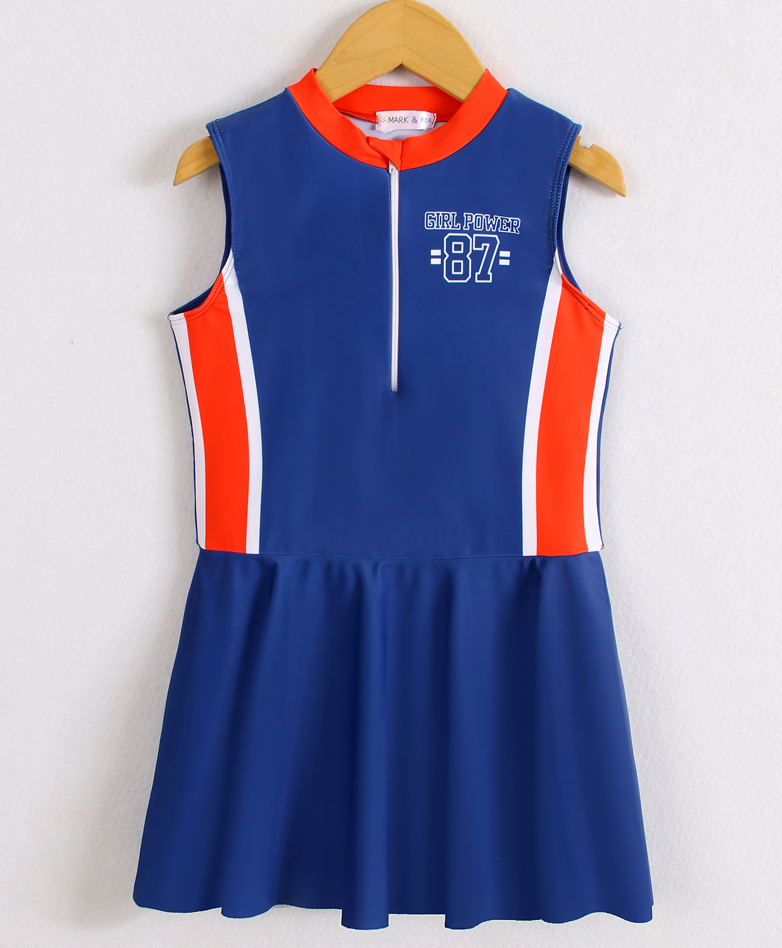 Mark & Mia Sleeveless Frock Swimsuit With Girl Power Print - Blue-image-46