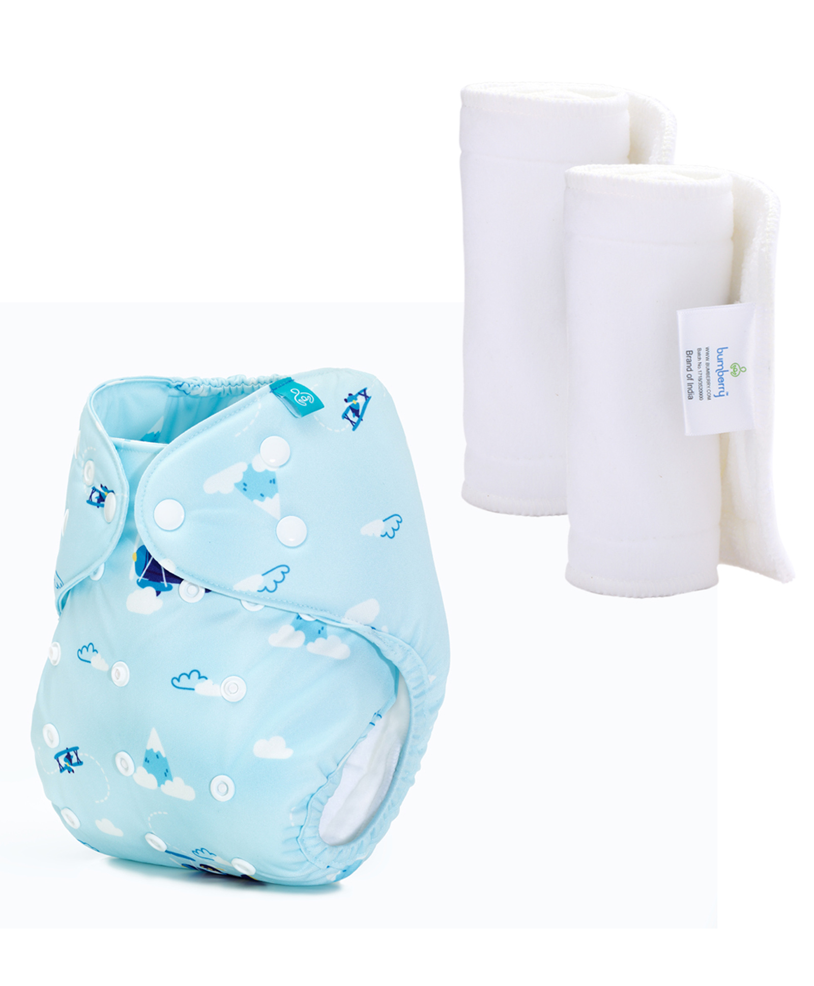 Bumberry Adjustable Reusable Cloth Diaper Cover With Insert Helicopter Print - Blue-image-34
