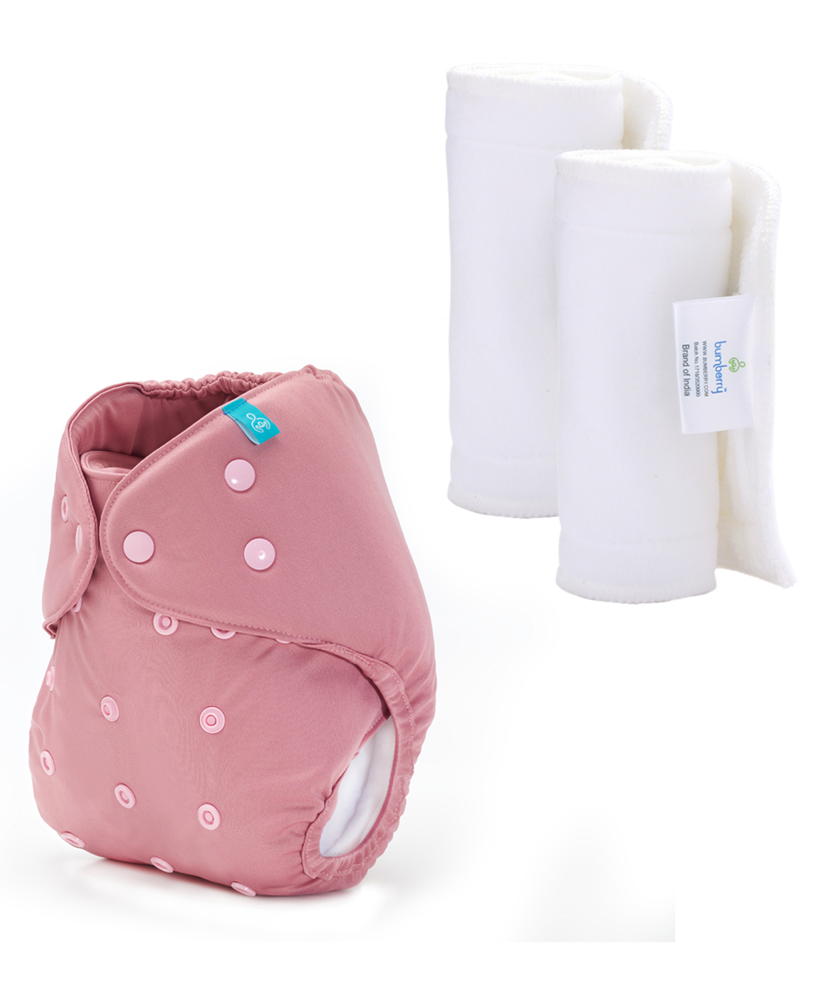 Bumberry Adjustable Reusable Cloth Diaper Cover With Insert Solid Color - Pink-image-24