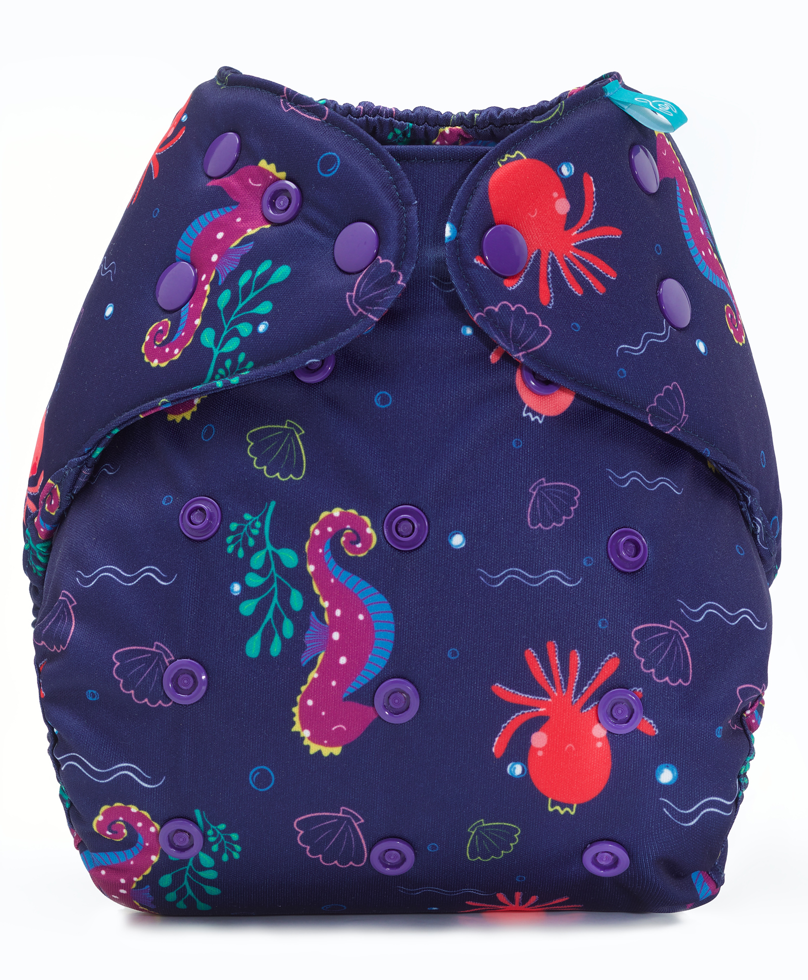Bumberry Adjustable Reusable Cloth Diaper Cover Seahorse Print - Blue-image-32