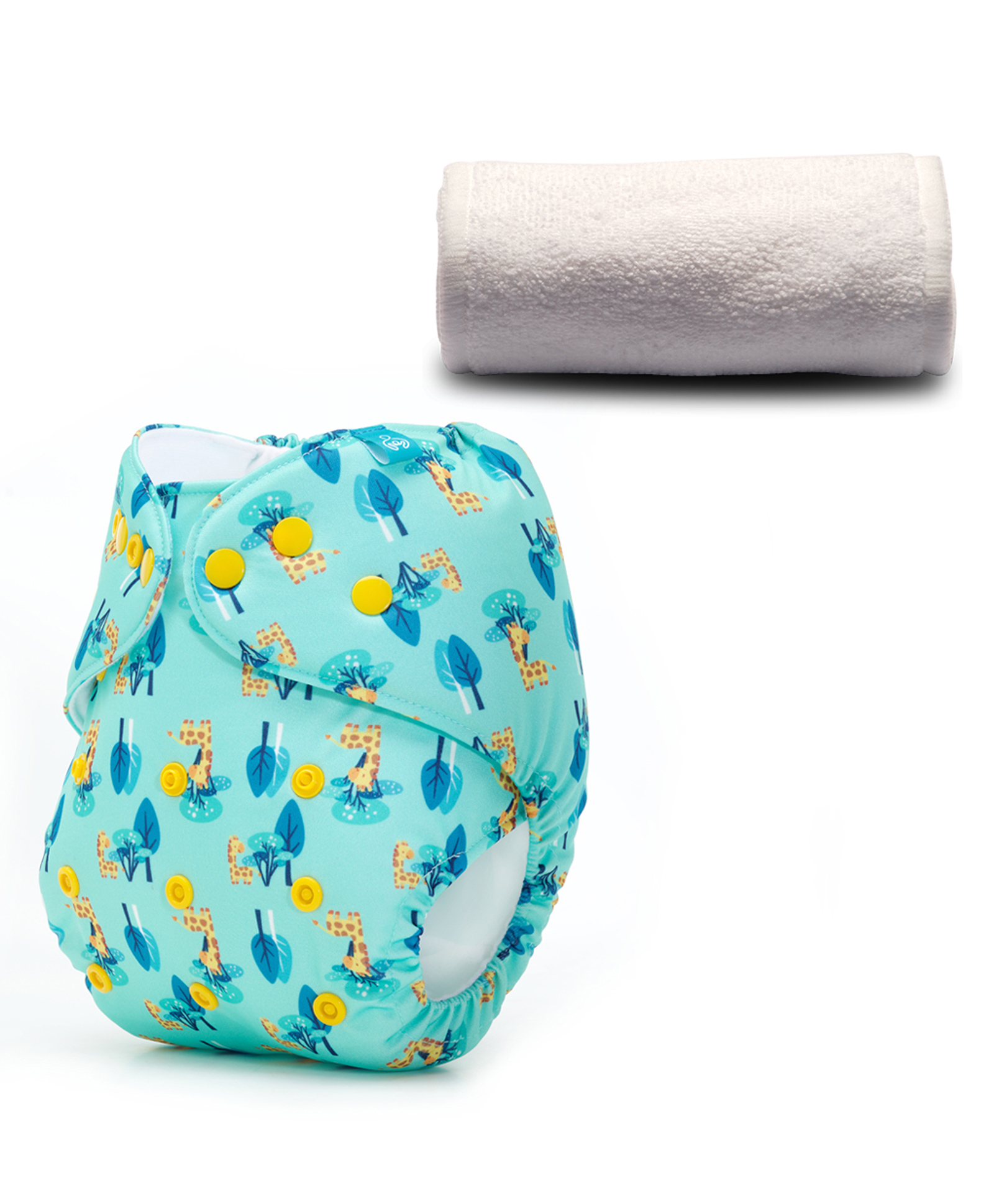 Bumberry Adjustable Reusable Cloth Pocket Diaper With 1 Three-Layer Microfiber Insert Giraffe Print - Blue-picture-15
