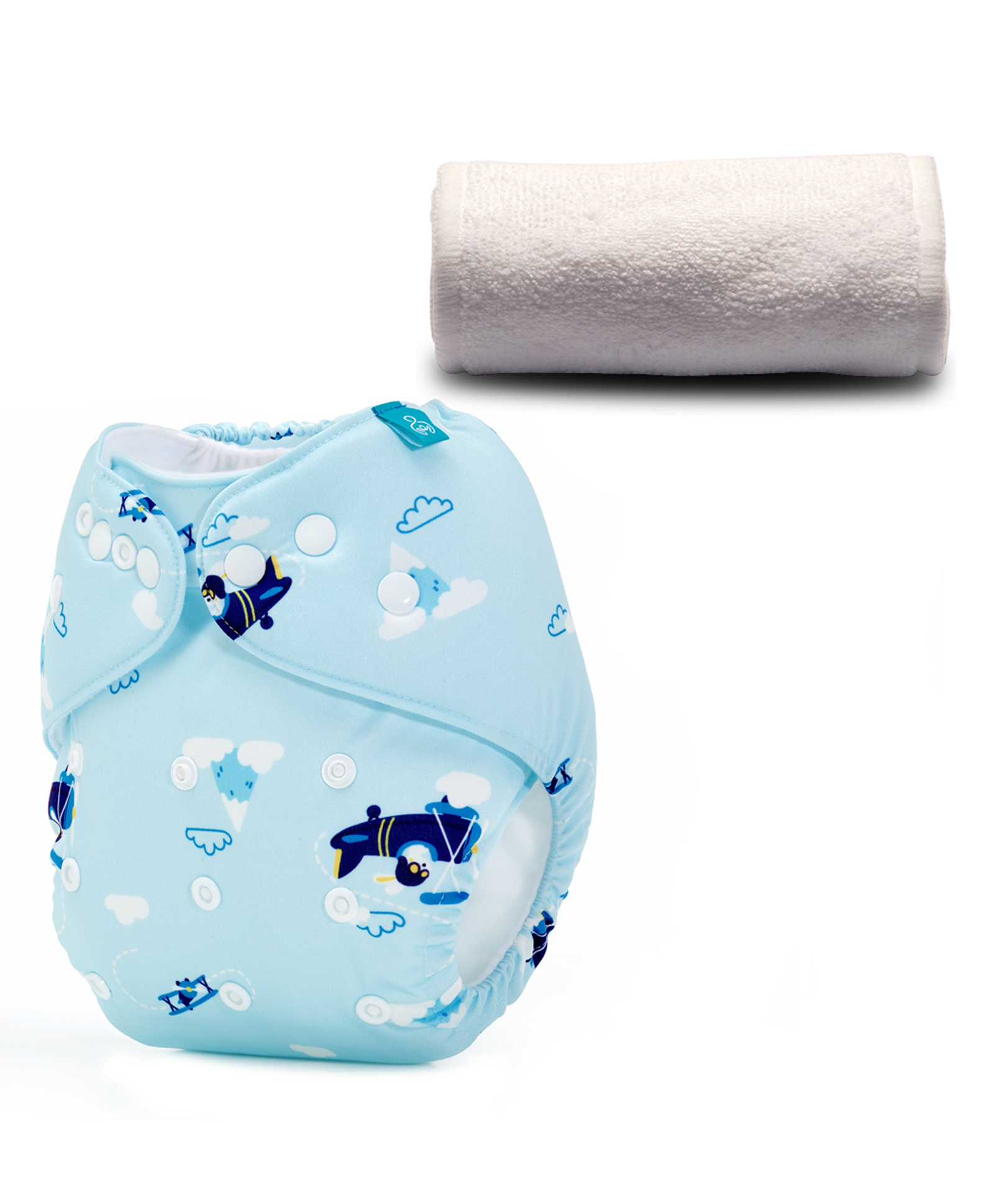 Bumberry Adjustable Reusable Cloth Pocket Diaper With 1 Three-Layer Microfiber Insert Helicopter Print - Blue-image-33