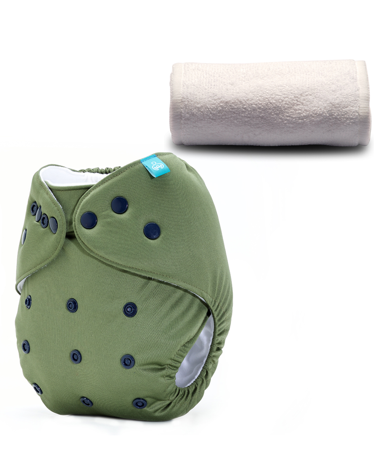 Bumberry Adjustable Reusable Cloth Pocket Diaper With 1 Three-Layer Microfiber Insert Solid Color - Green-image-3