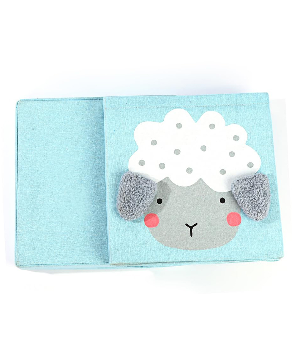 House of Quirk Storage Bins with Lid, Foldable Clothing Storage Box case with Handle for Toy, Books, Closet, Bedroom, Home - Blue Sheep-picture-45