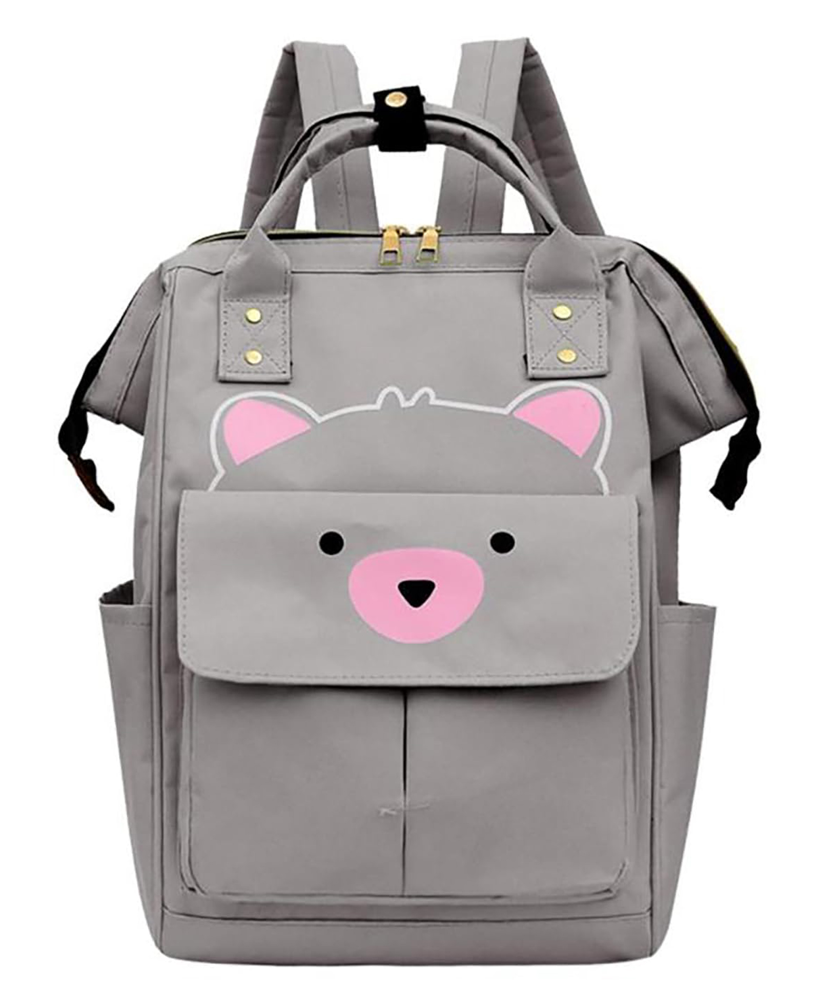House of Quirk Bear Print Baby Diaper Bag Maternity Backpack for Mom & Dad with Insulated Pockets (Bear Grey)-image-21