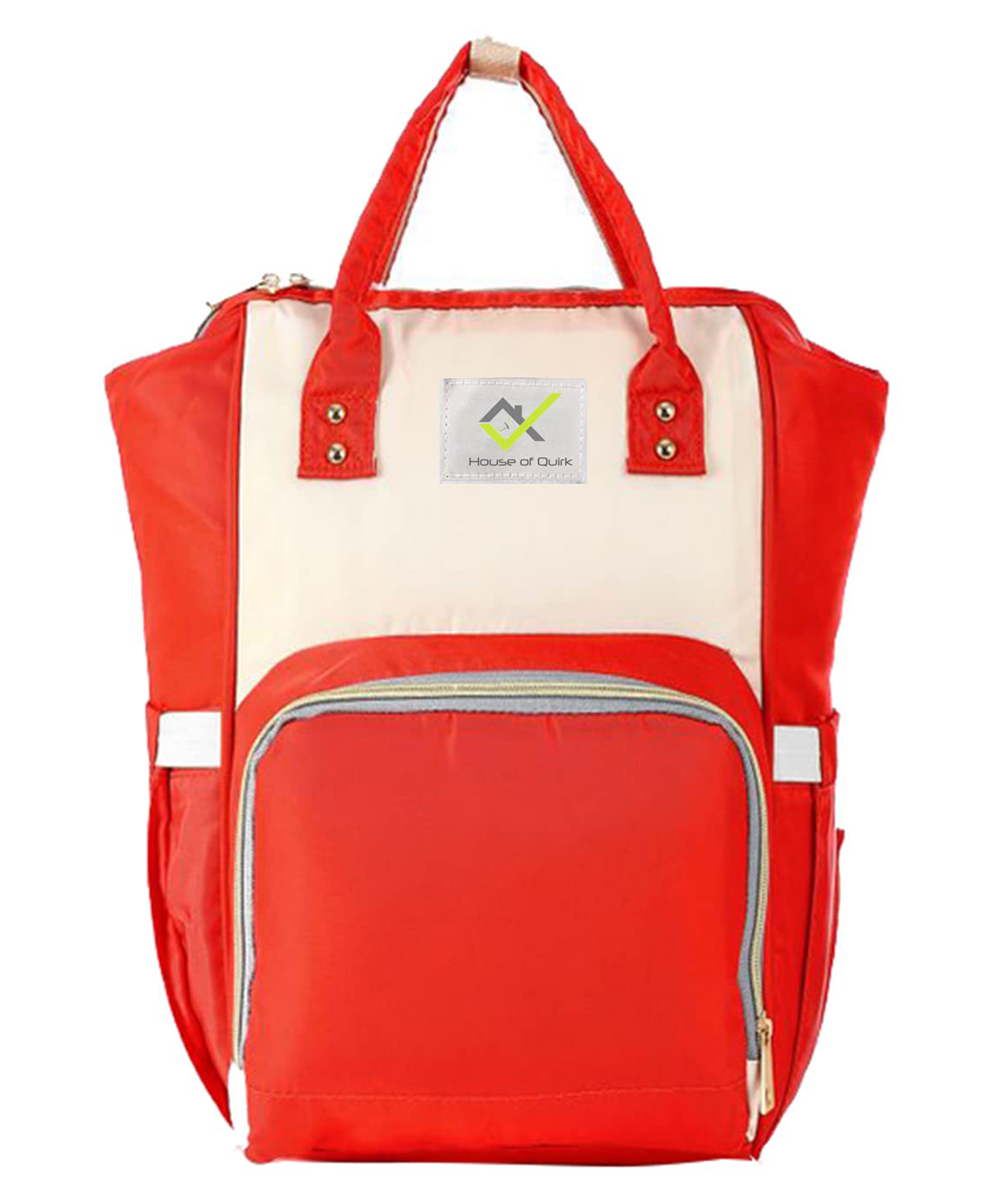 House of Quirk Bear Print Baby Diaper Bag Maternity Backpack for Mom & Dad with Insulated Pockets (Red/Beige)-image-22