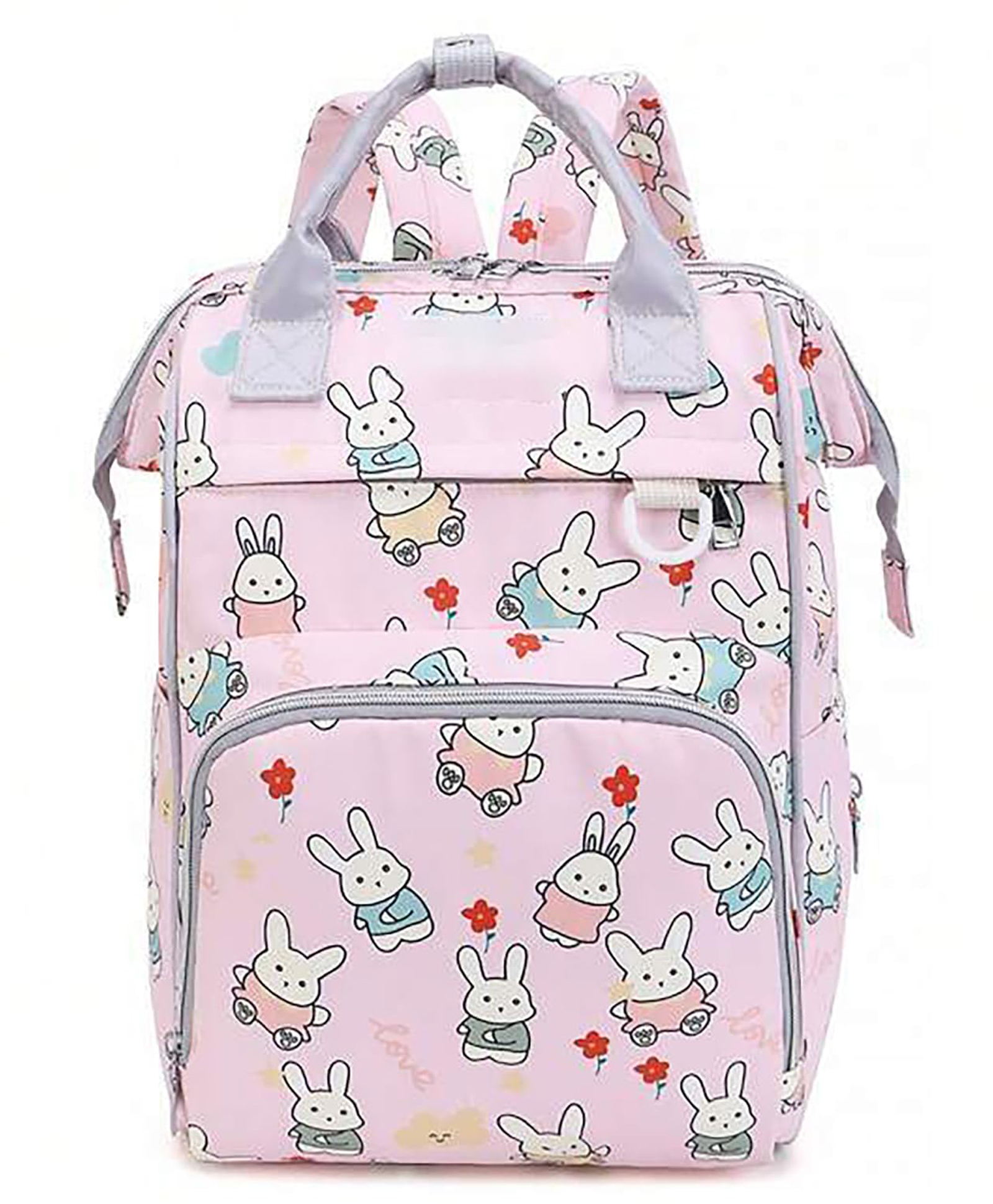 House of Quirk Rabbit Printed Maternity Standard Backpack Baby Boy Girl Large Capacity Convenient Baby Standard Backpack (Rabbit Pink) 35 Litre-picture-34
