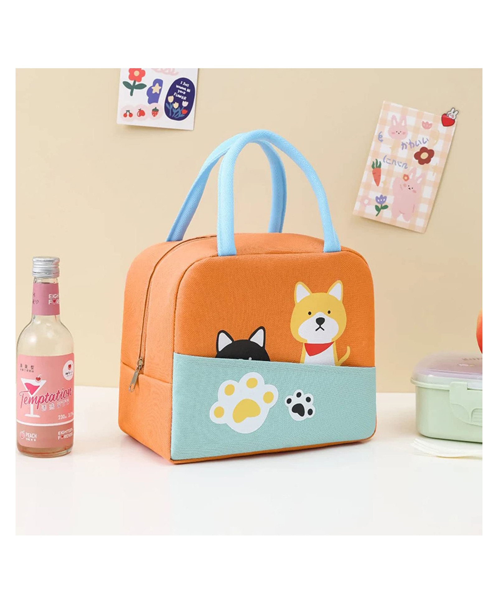 House of Quirk Insulated Reusable Lunch Bag Tote Bag for Three-Layer Thick Fabric Women Lunch Bag for School Picnic Office Outdoor Gym.-image-2