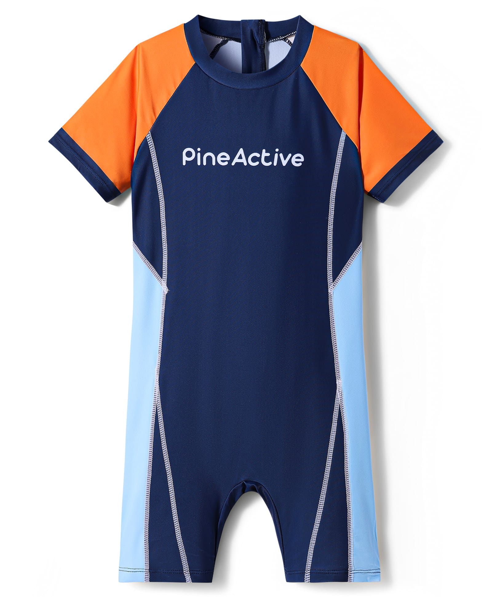 Pine Active Half Raglan Sleeves Legged Swimsuit - Blue-image-48