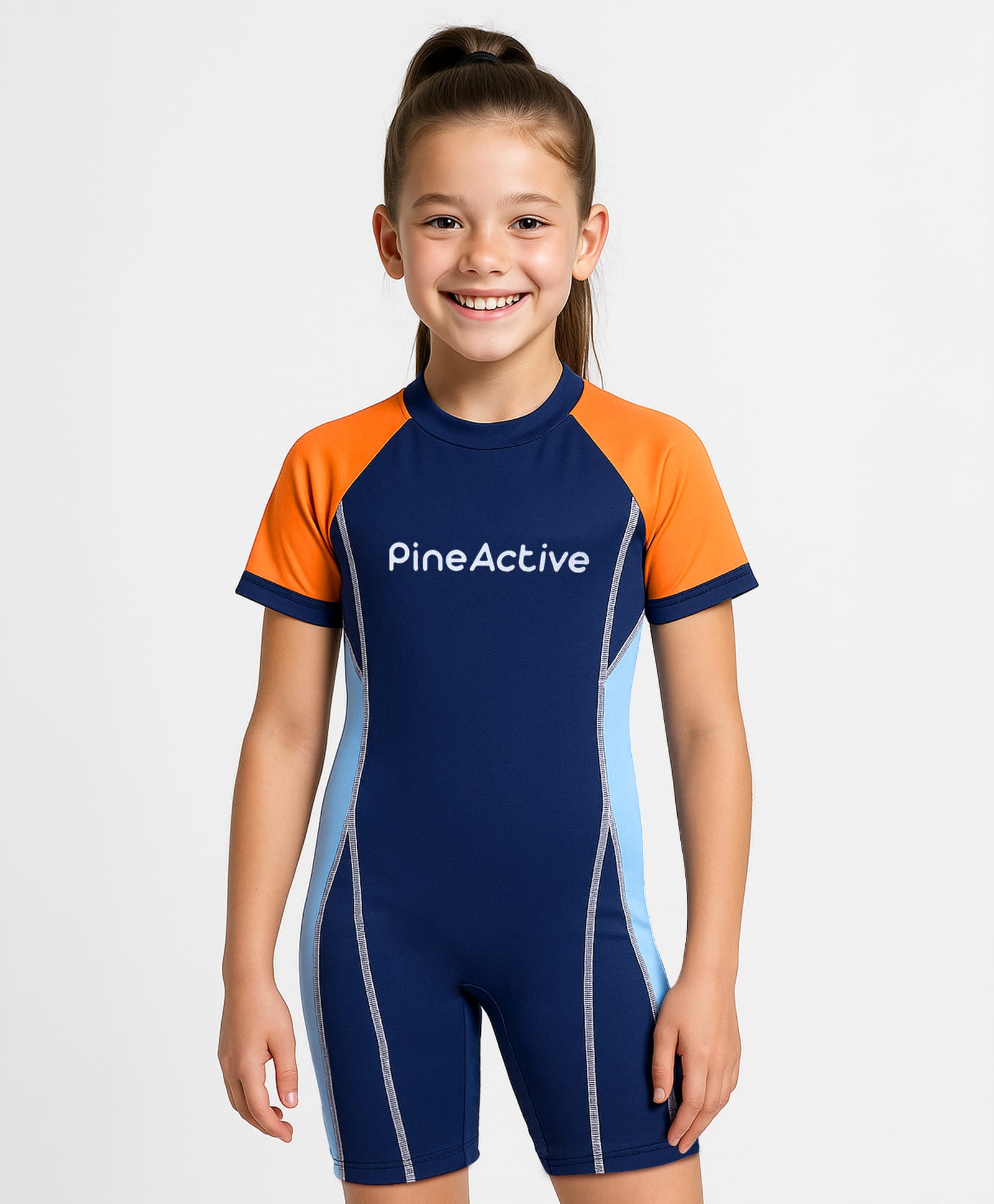 Pine Active Half Raglan Sleeves Legged Swimsuit - Blue-picture-32