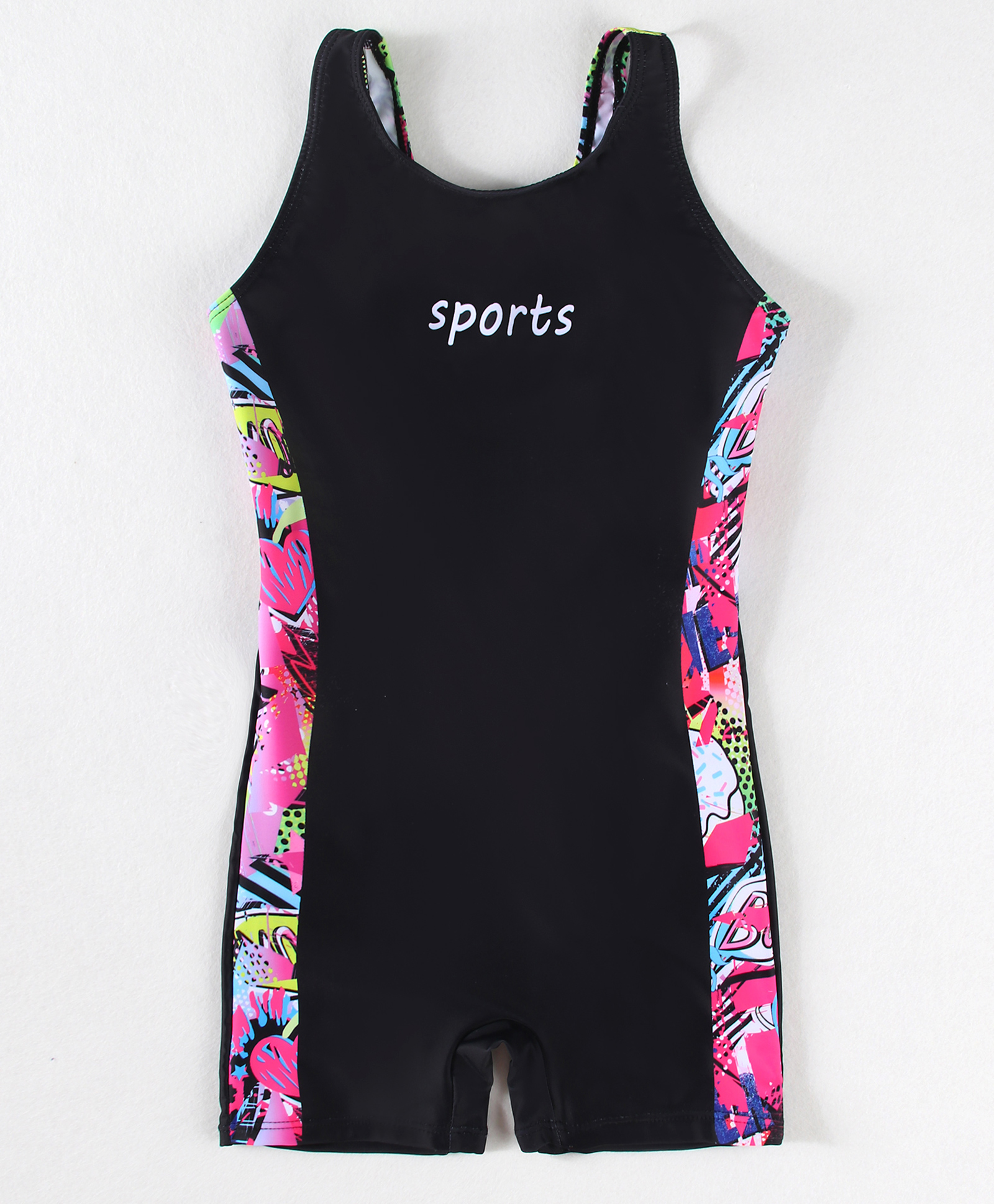Pine Active Sleeveless Printed Legged Swimsuit - Black-picture-17