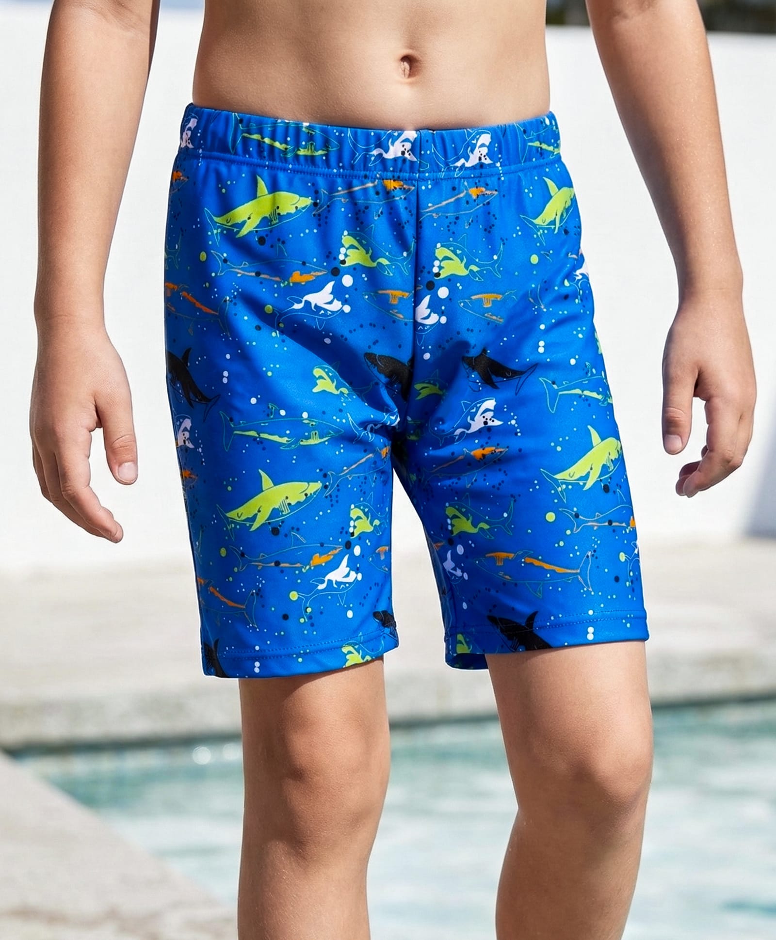 Pine Kids Swimming Trunk With Shark Print - Blue-image-12