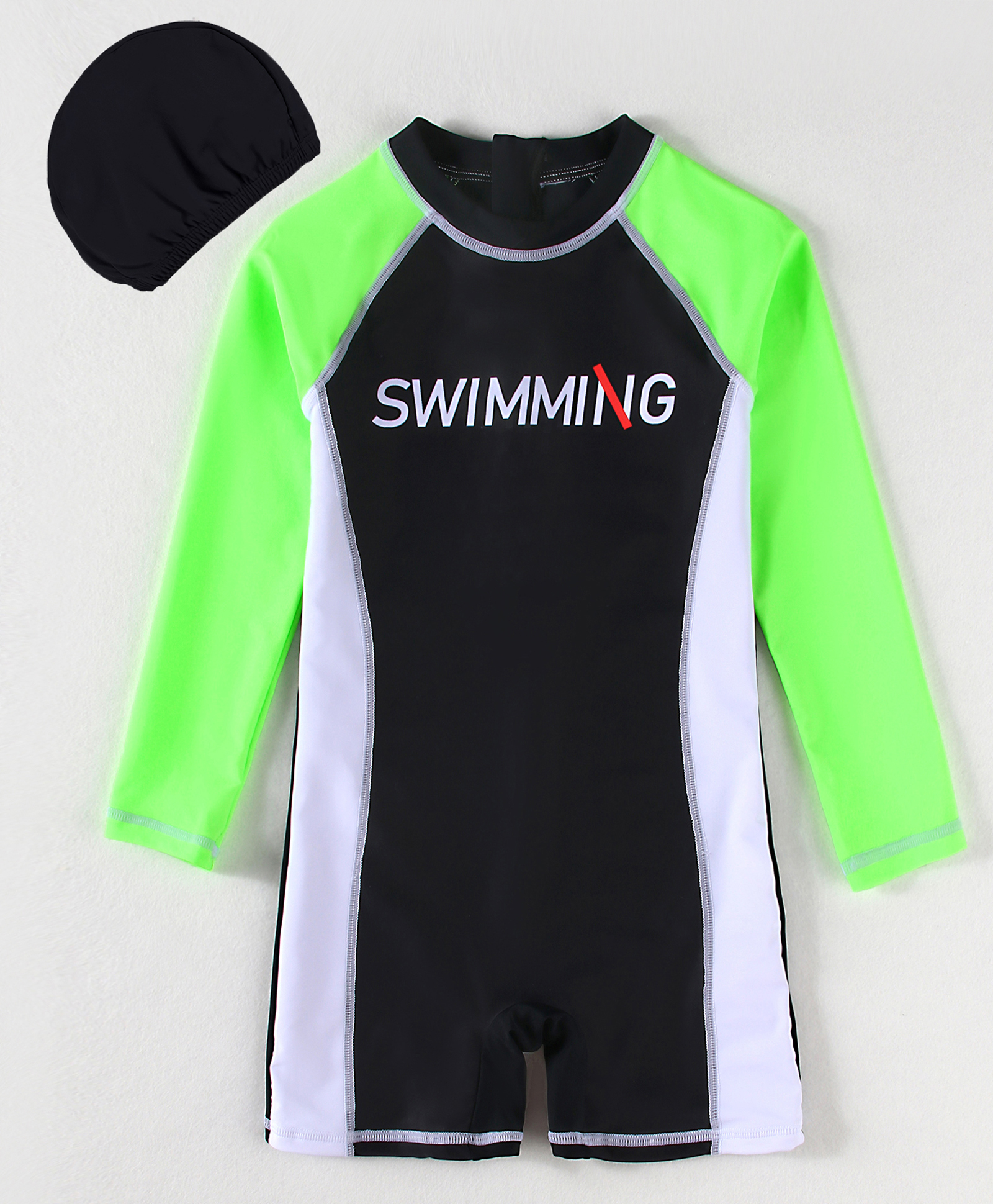 Pine Active Legged Swimsuit With Cap - Green-picture-19