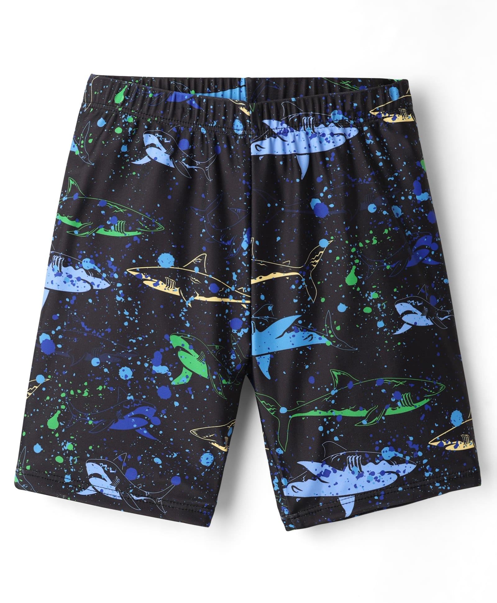 Pine Kids Swimming Trunk With Shark Print - Black