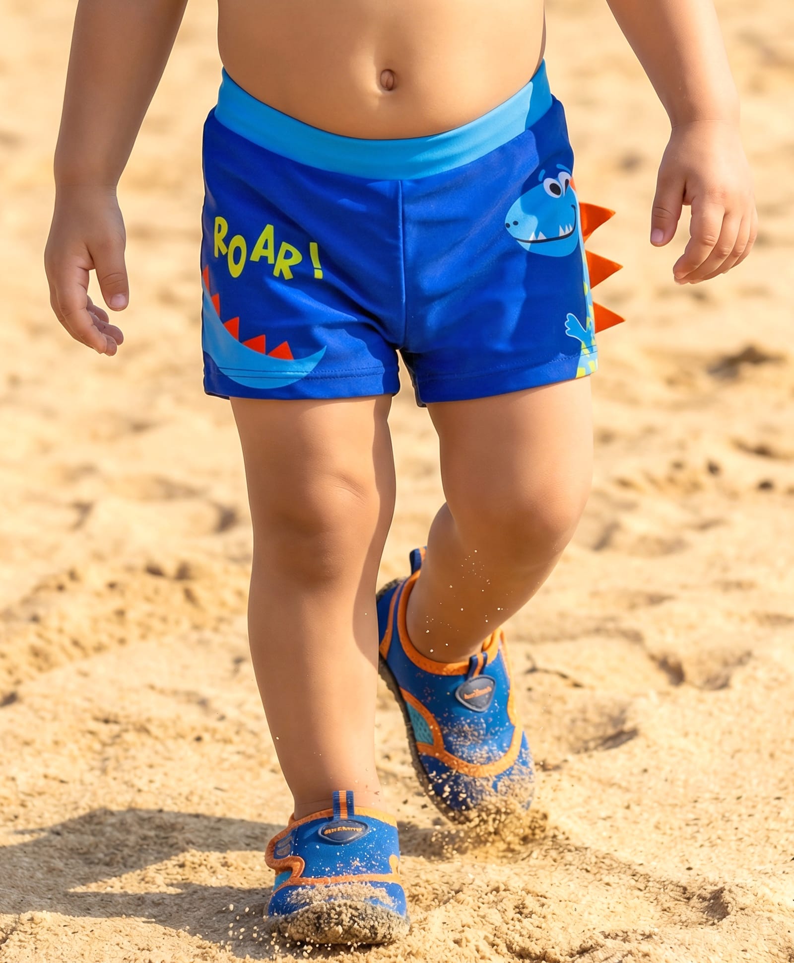 Babyhug Swimming Trunk With Dino Print - Blue