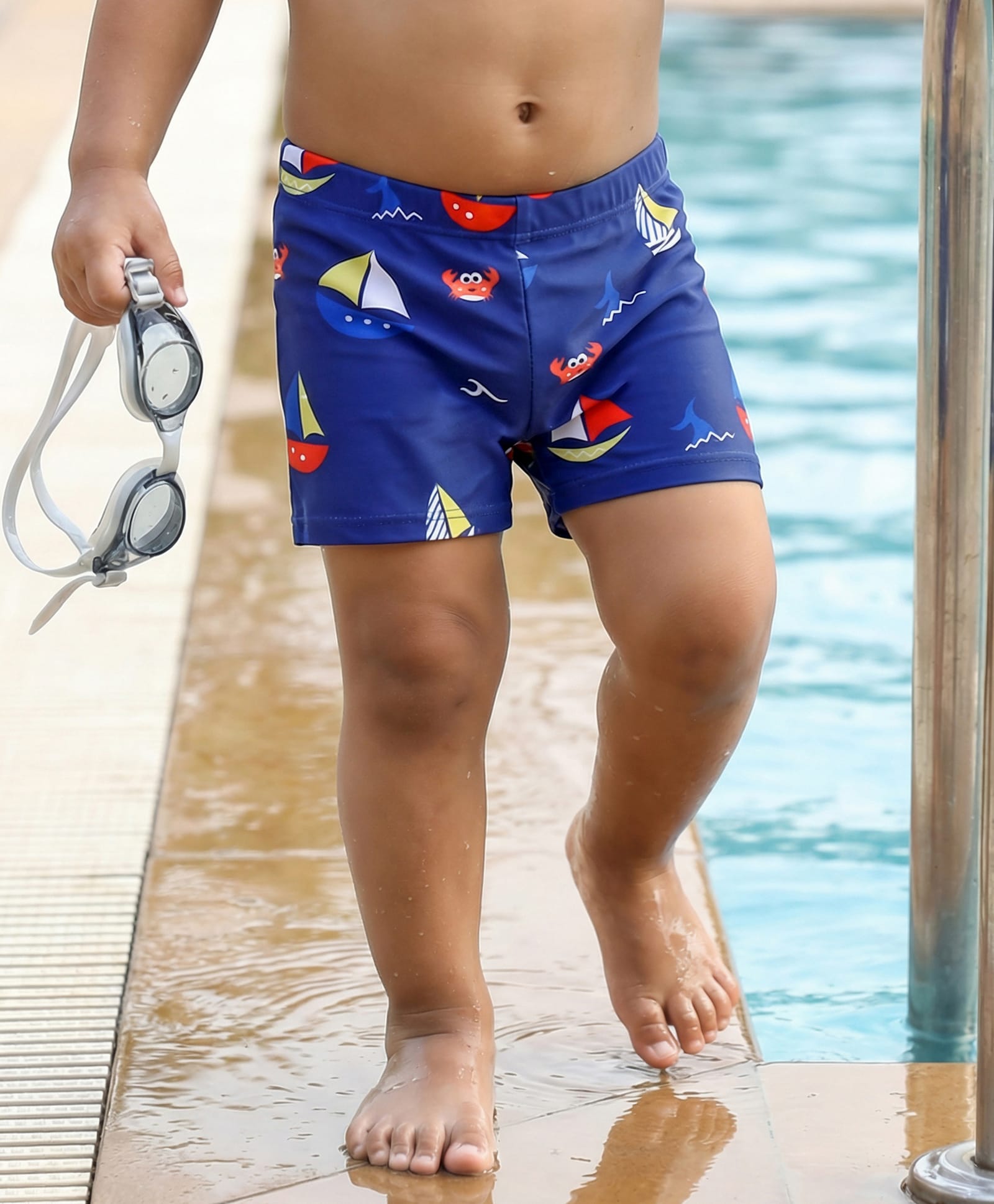 Babyhug Swimming Trunk With Boat Print - Blue-picture-16