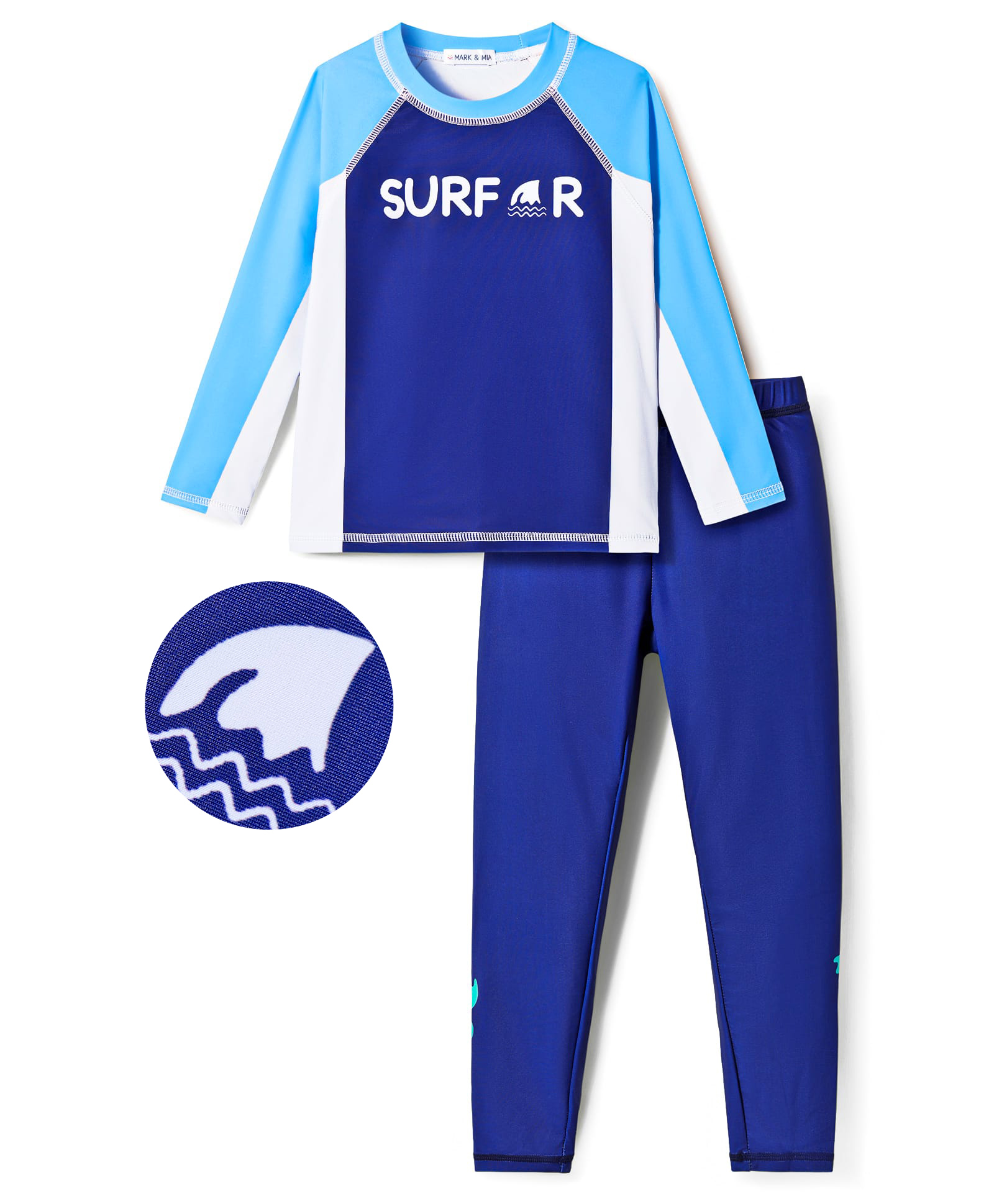 Mark & Mia Full Sleeves Two Piece Swimsuit with Text Print - Blue