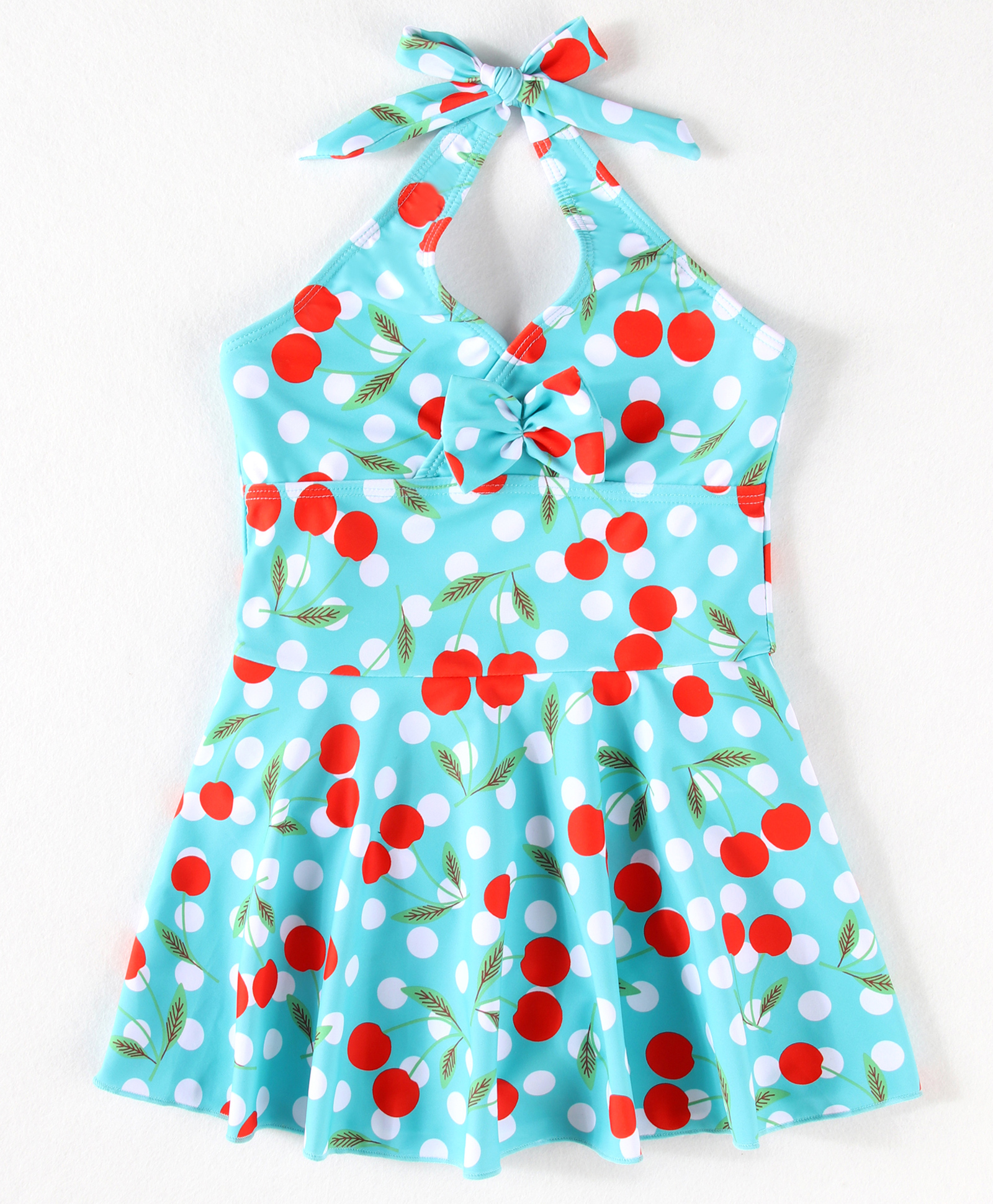 Mark & Mia Sleeveless Frock Swimsuit With Cherry Print - Turquoise-picture-12