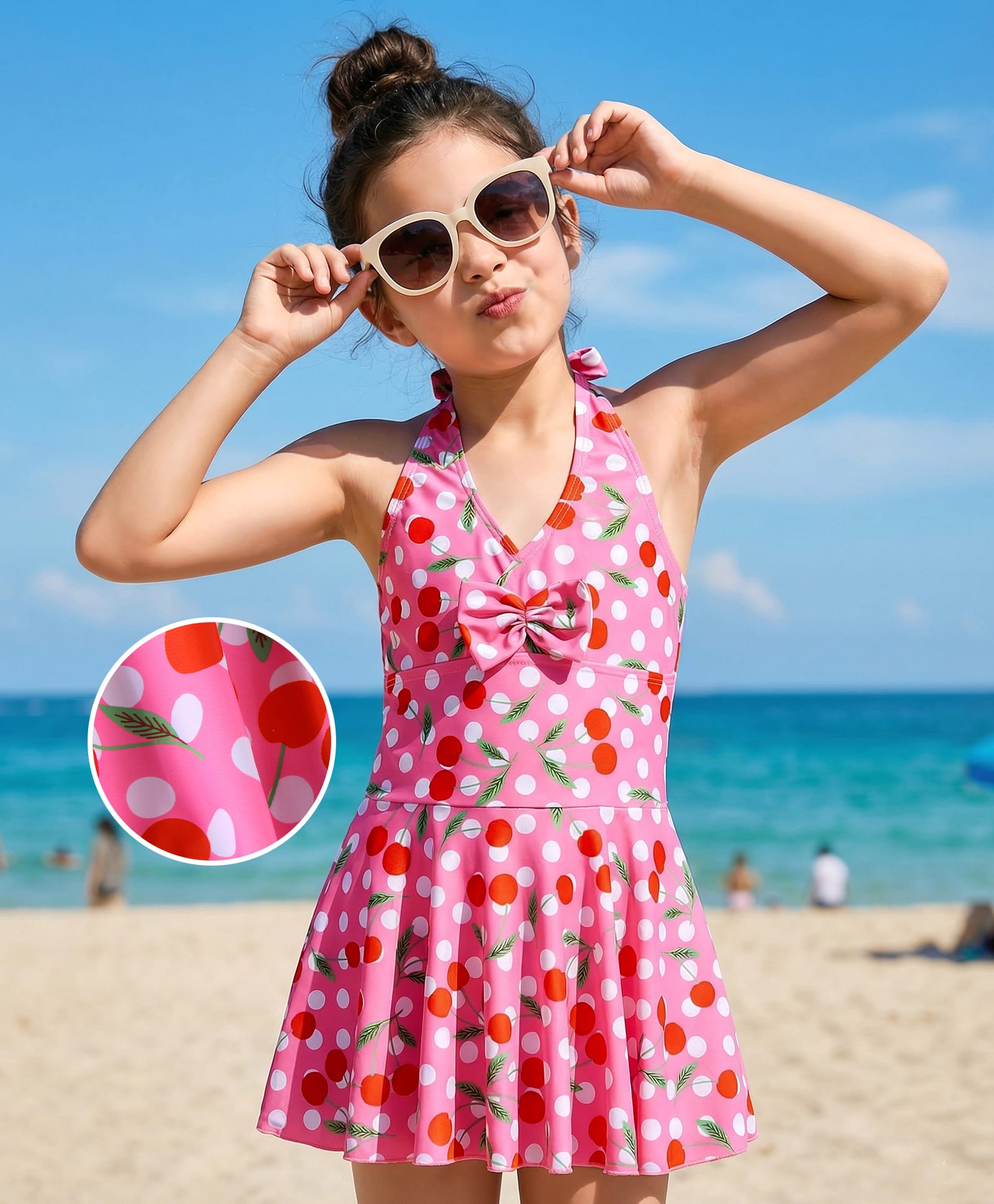 Mark & Mia Sleeveless Frock Swimsuit With Cherry Print - Red-image-38
