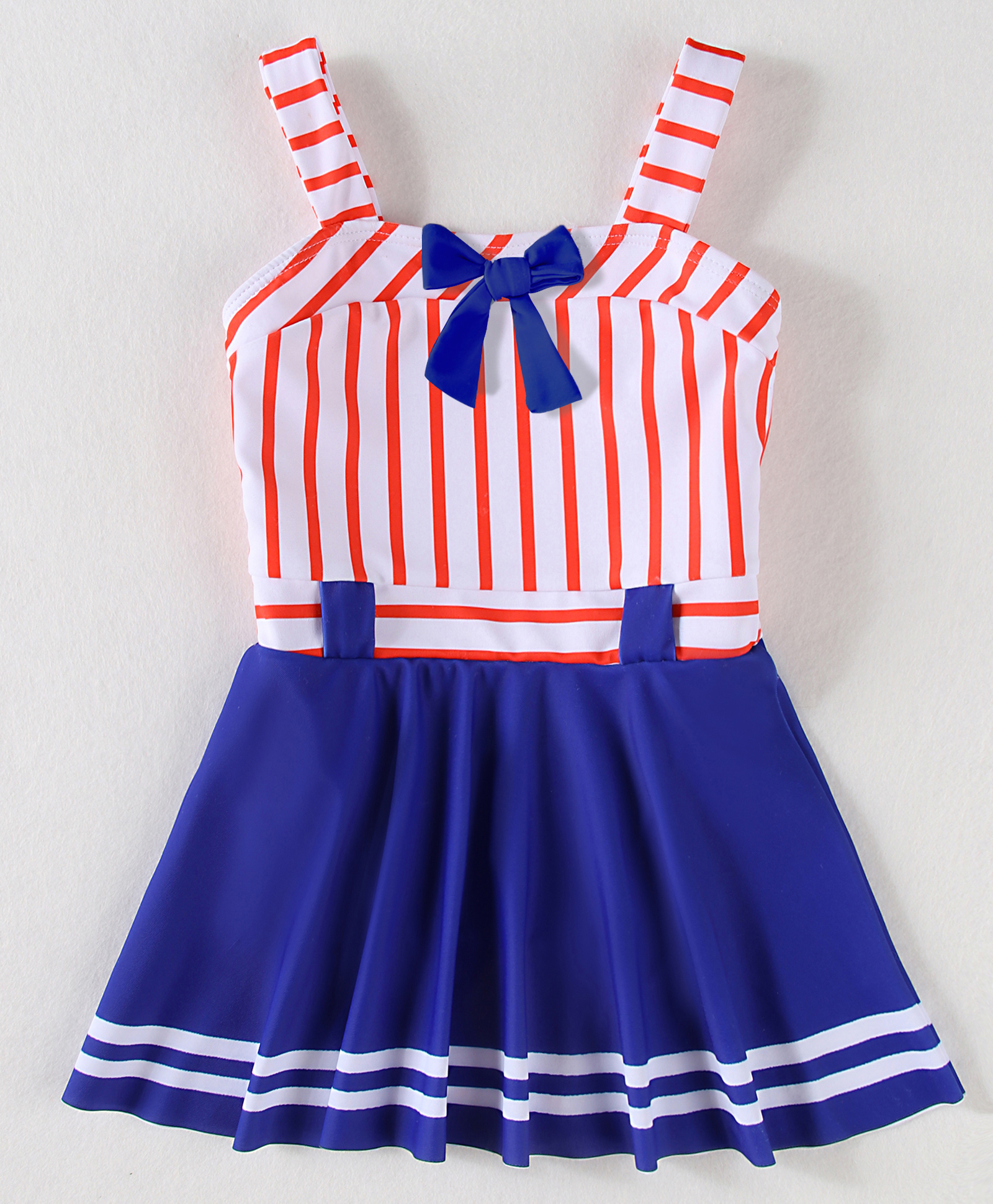 Mark & Mia Sleeveless Frock Swimsuit With Stripes - Blue & Red-image-39