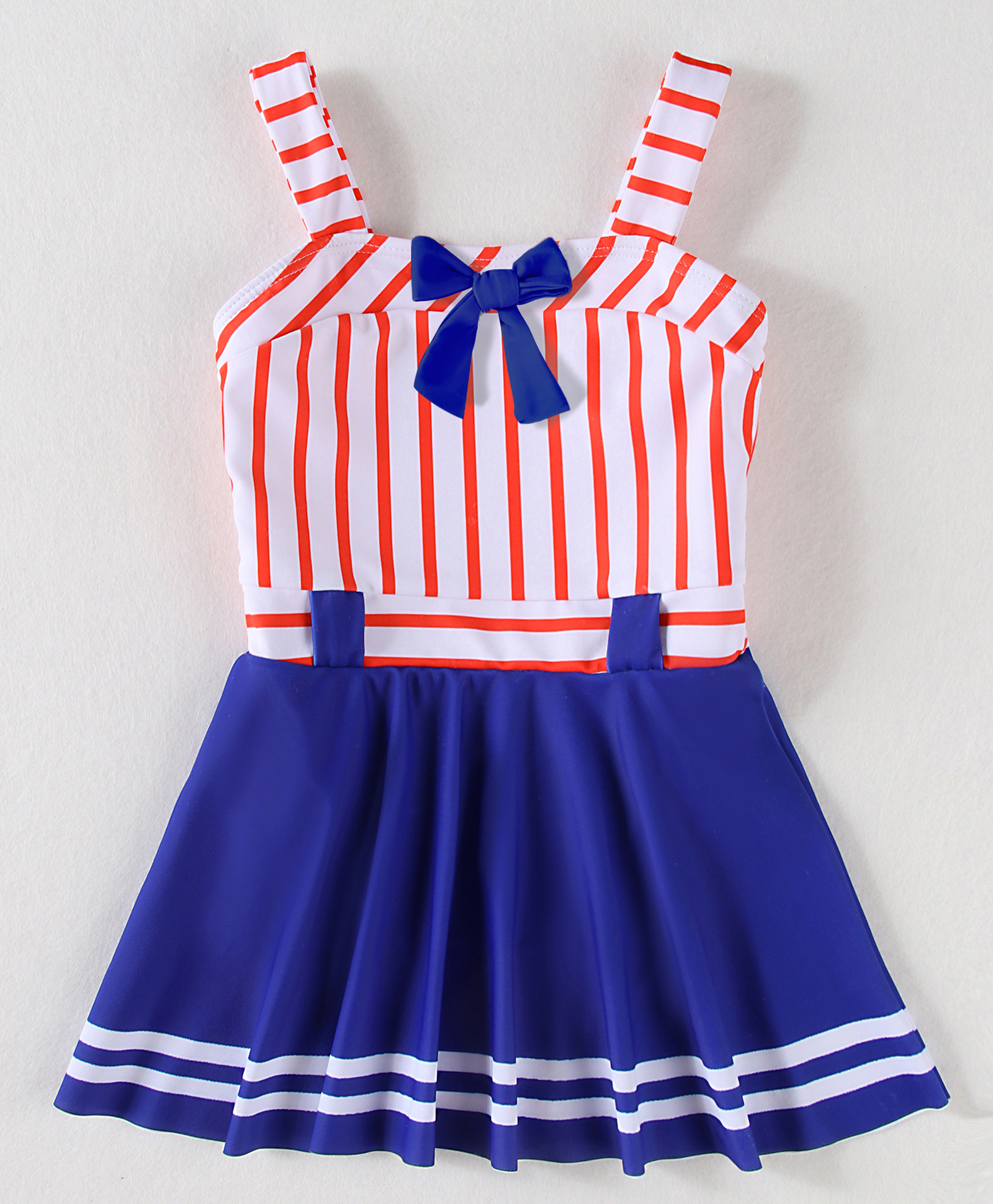 Mark & Mia Sleeveless Frock Swimsuit With Stripes - Red & Blue-image-36