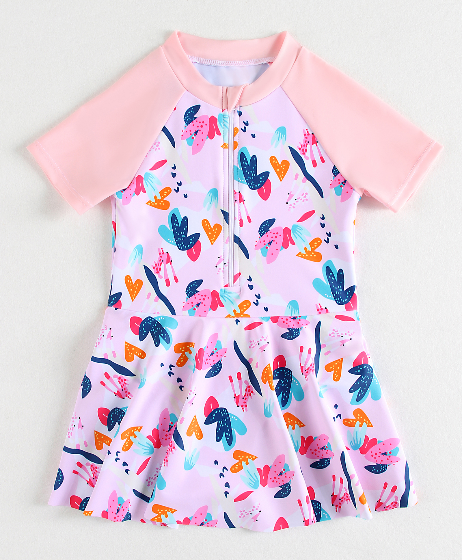 Mark & Mia Raglan Half Sleeves Frock Swimsuit With Floral Print- Pink-image-23