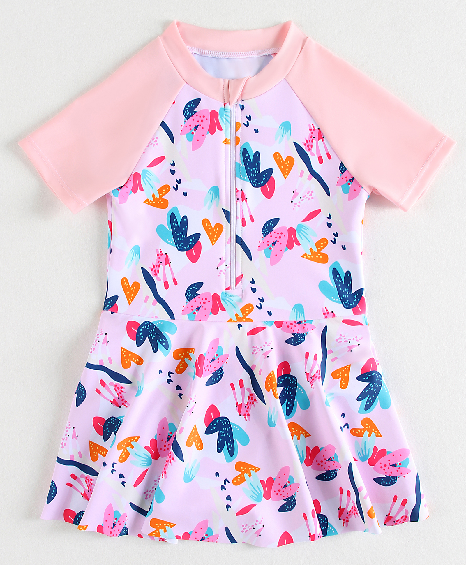 Mark & Mia Half Raglan Sleeves Printed Frock Swimsuit - Pink-image-25