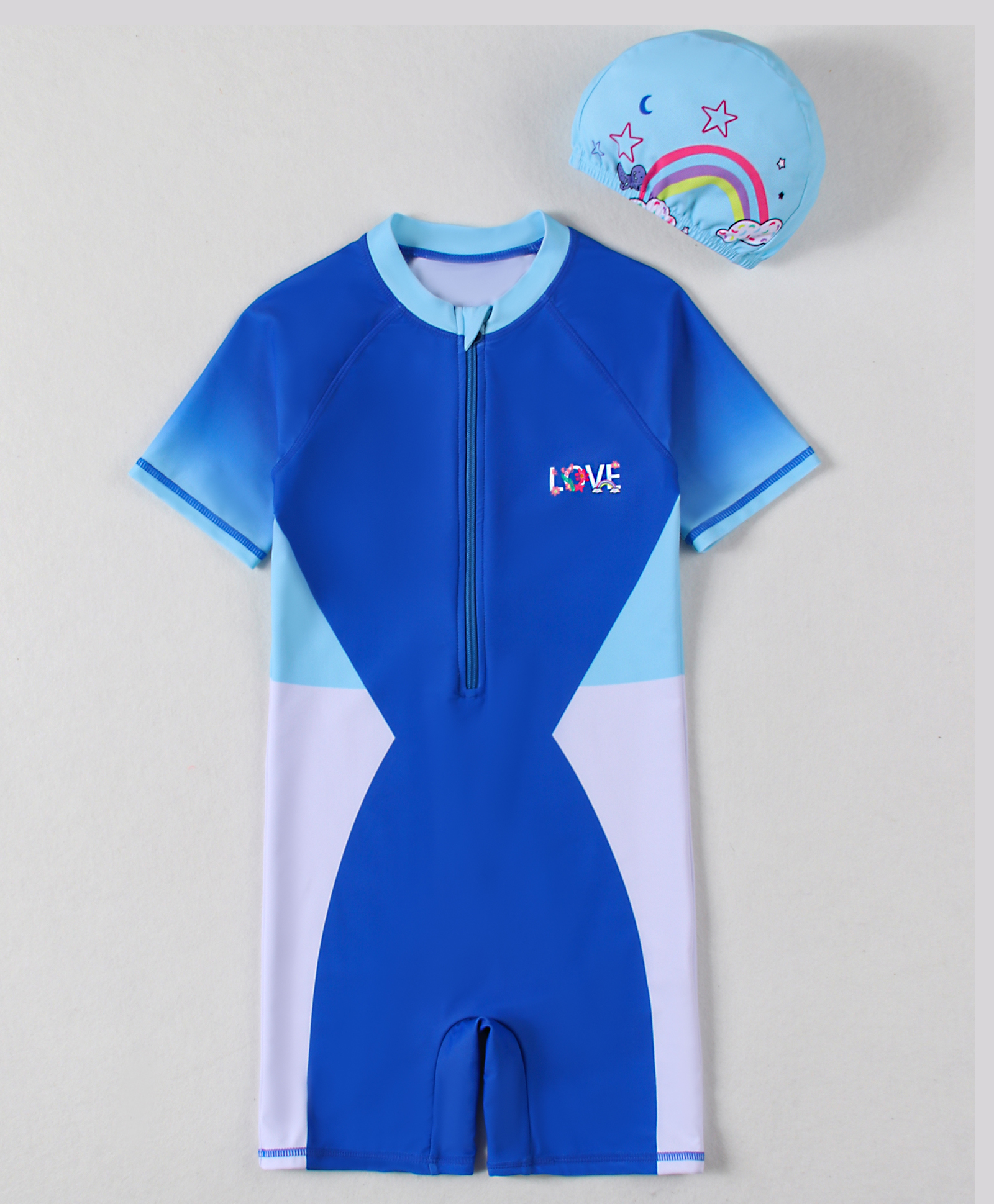 Pine Active Half Raglan Sleeves Legged Swimsuit - Blue-image-39