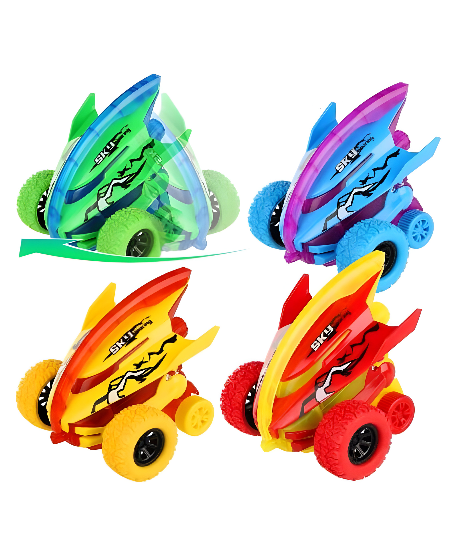 NEGOCIO Friction Powered Monster Aeroplane Toy 360 Degree Crawler 4 Wheels Drive Double Monster Vehicles Birthday Gift for Kids Boys & Girls- PACK OF 1- COLOR MAY VARY-image-35