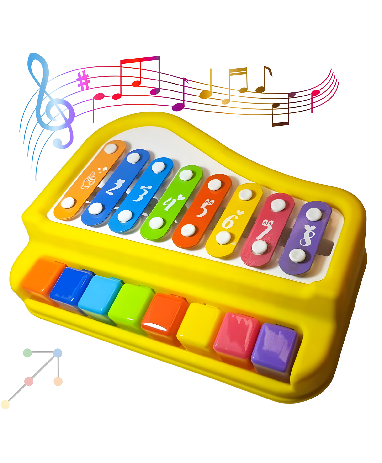 NEGOCIO Playtime Xylophone for Kids, 2-in-1 Music Set, 8-Scale XyloPiano & Keyboard Toy for kids 3+ Interactive, Durable, Safe, Colorful Musical Instrument- PACK OF 1- COLOR MAY VARY-image-13