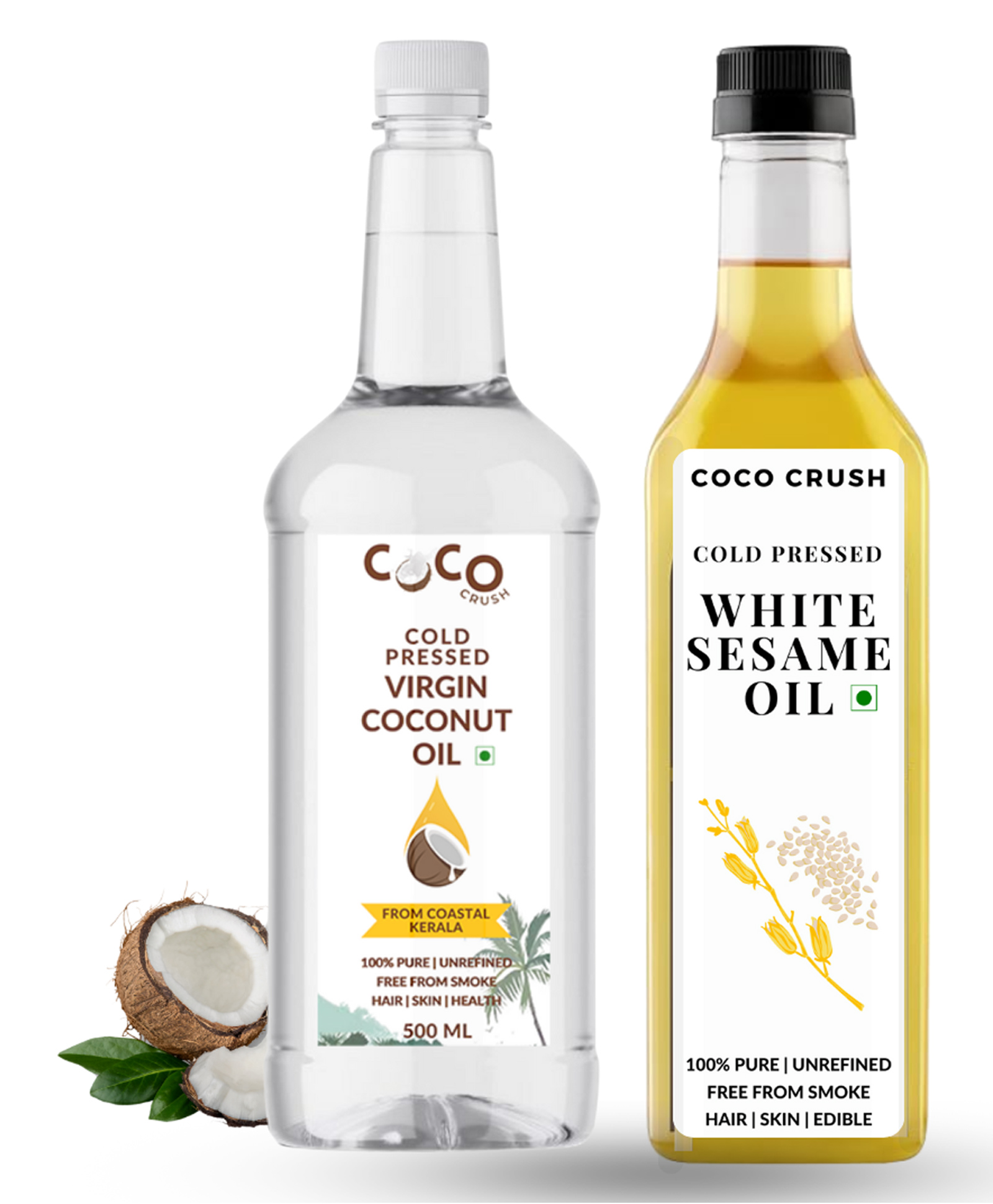 Coco Crush Cold-Pressed Virgin Coconut Oil (500ml) & Sesame Oil (500ml), 100% Natural-image-15
