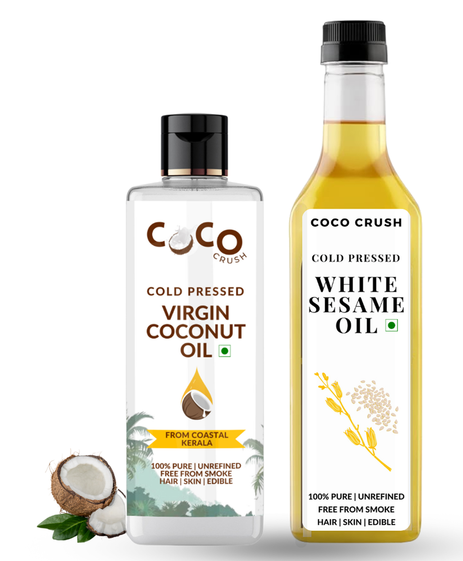 Coco Crush Cold-Pressed Virgin Coconut Oil (200ml) & Sesame Oil (500ml), 100% Natural-image-28