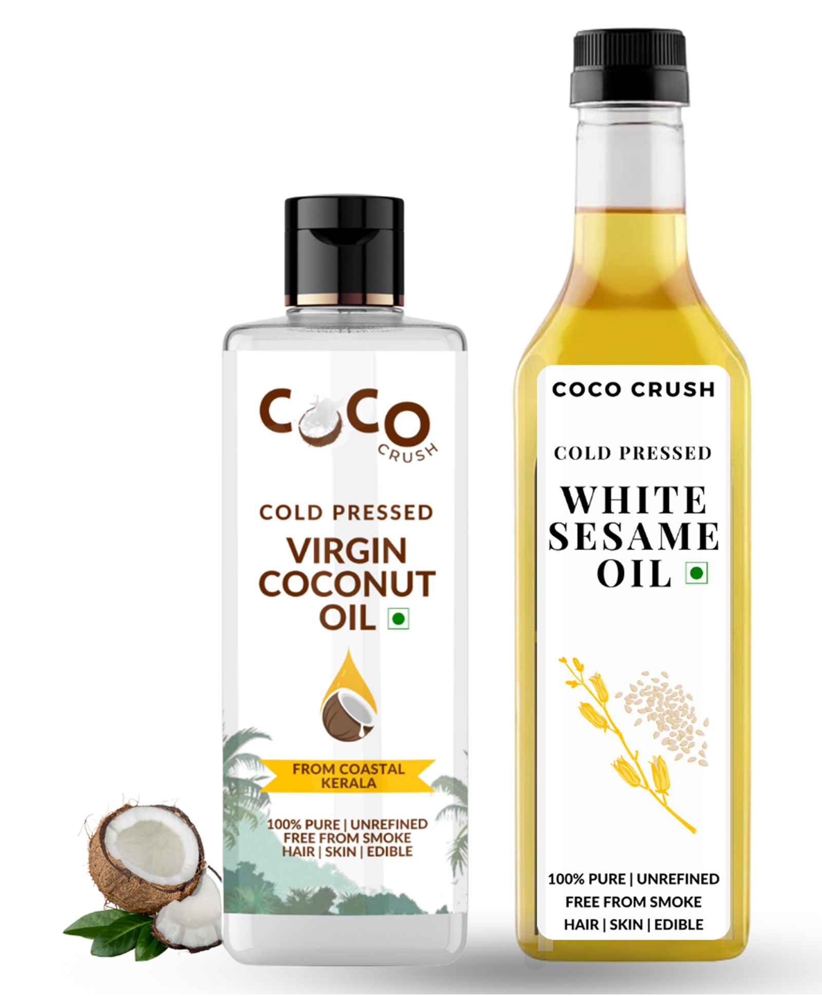 Coco Crush Cold-Pressed Virgin Coconut Oil (100ml) & Sesame Oil (500ml), 100% Natural-image-30