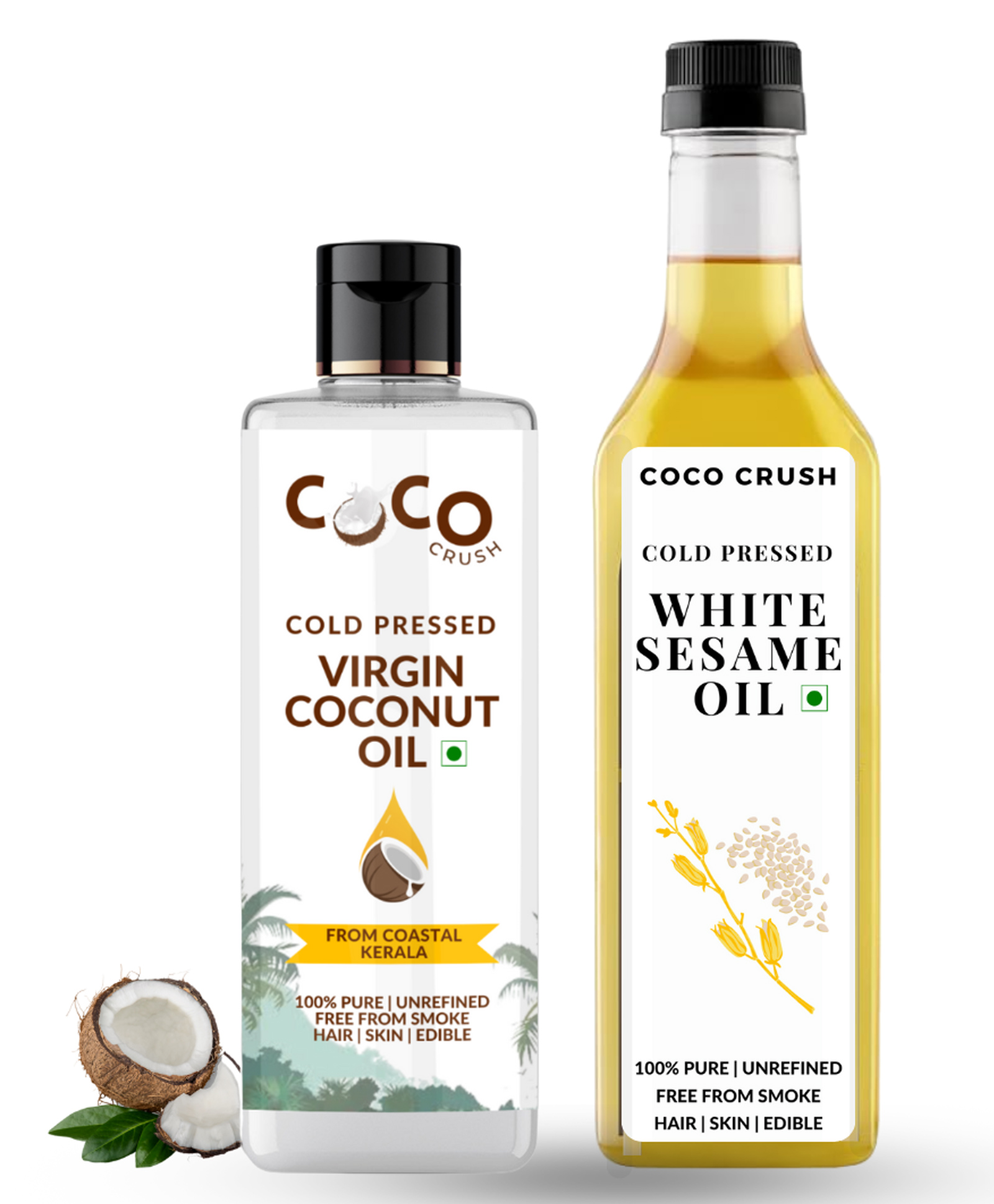 Coco Crush Cold-Pressed Virgin Coconut Oil (50ml) & Sesame Oil (500ml)-image-29