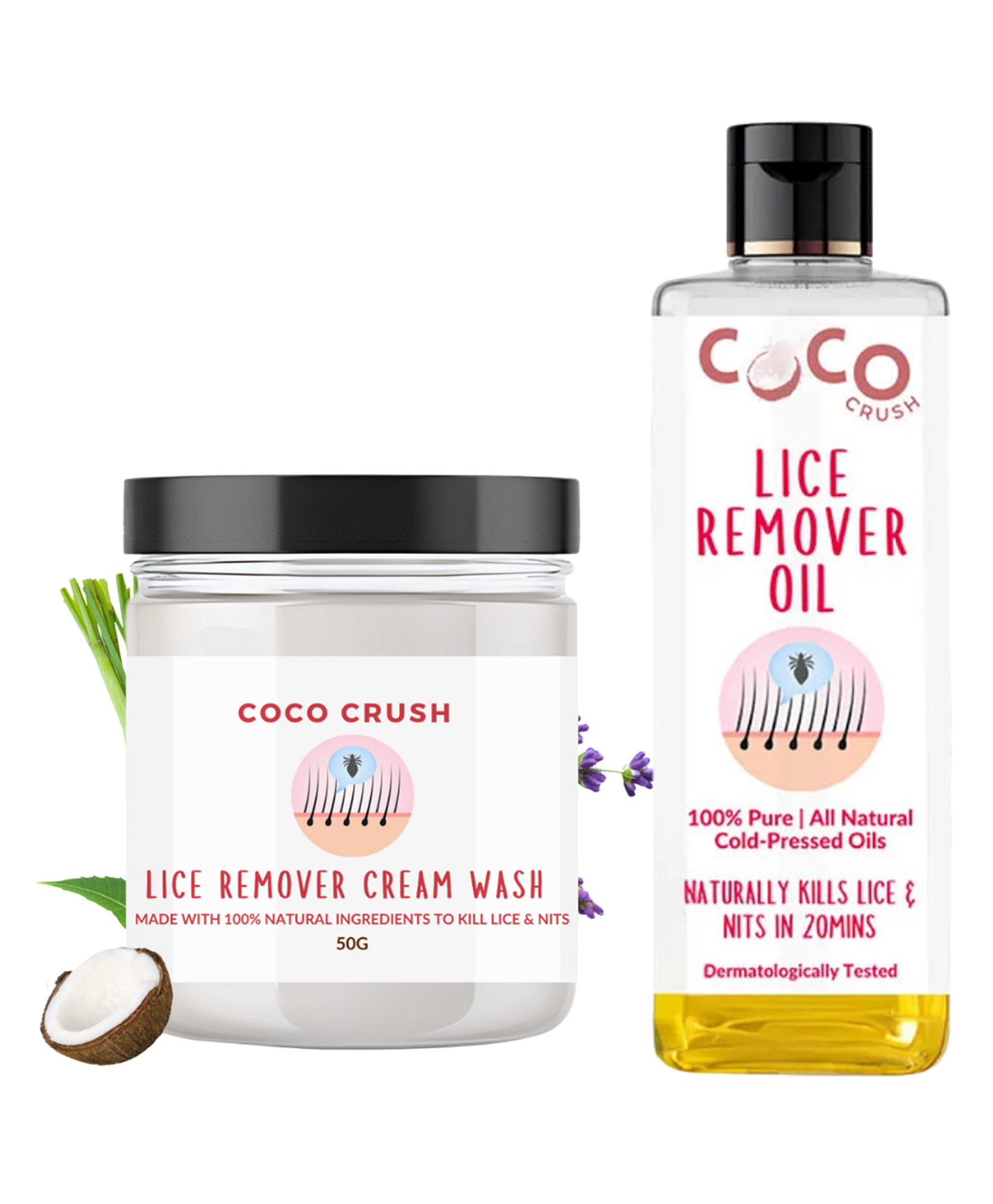 Coco Crush Lice Cream Wash (50g) and Lice Oil (50ml), Naturally Kills Lice, Nits & Eggs-image-6