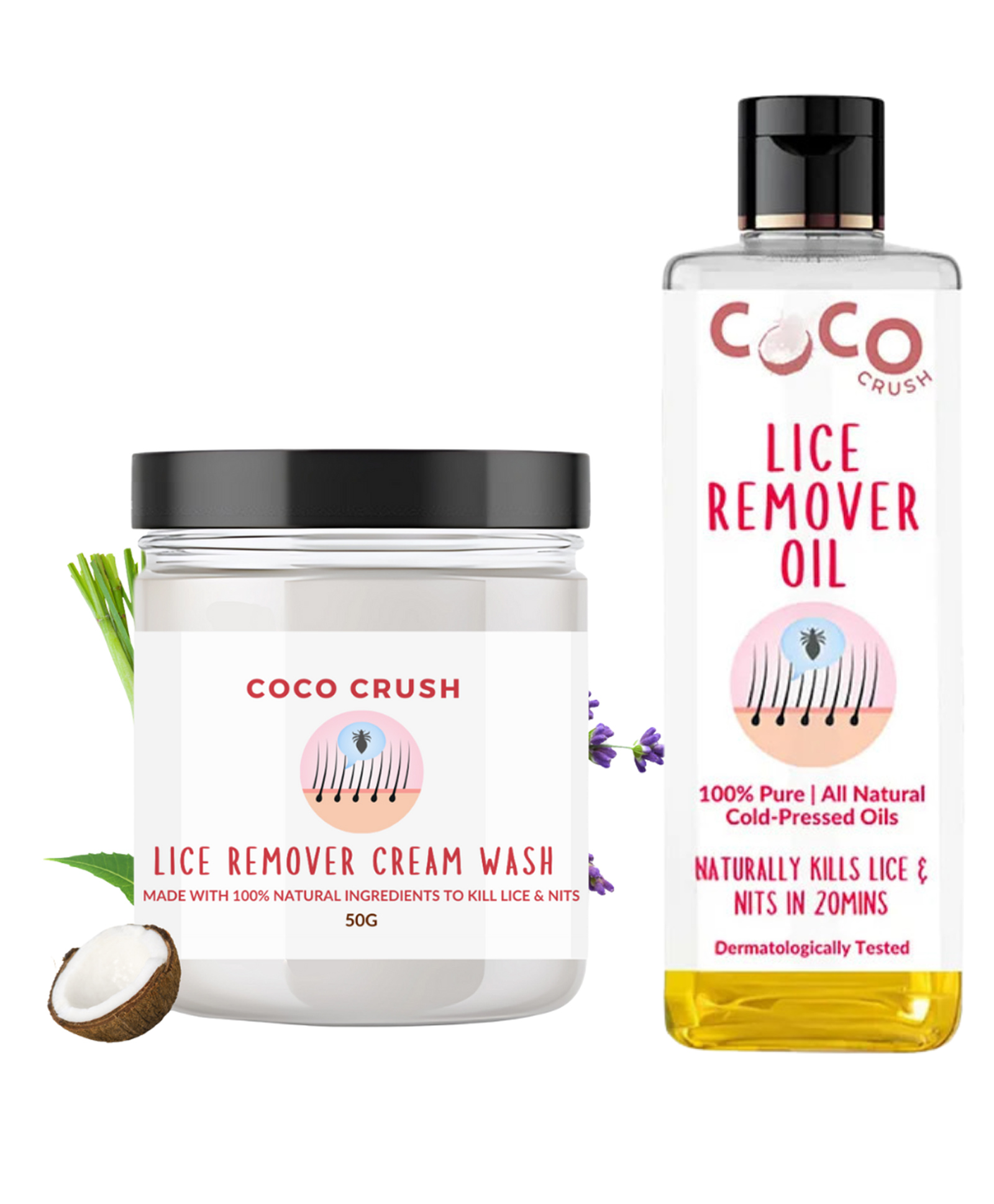Coco Crush Lice Cream Wash (50g) and Lice Oil (100ml), Naturally Kills Lice, Nits & Eggs-image-7