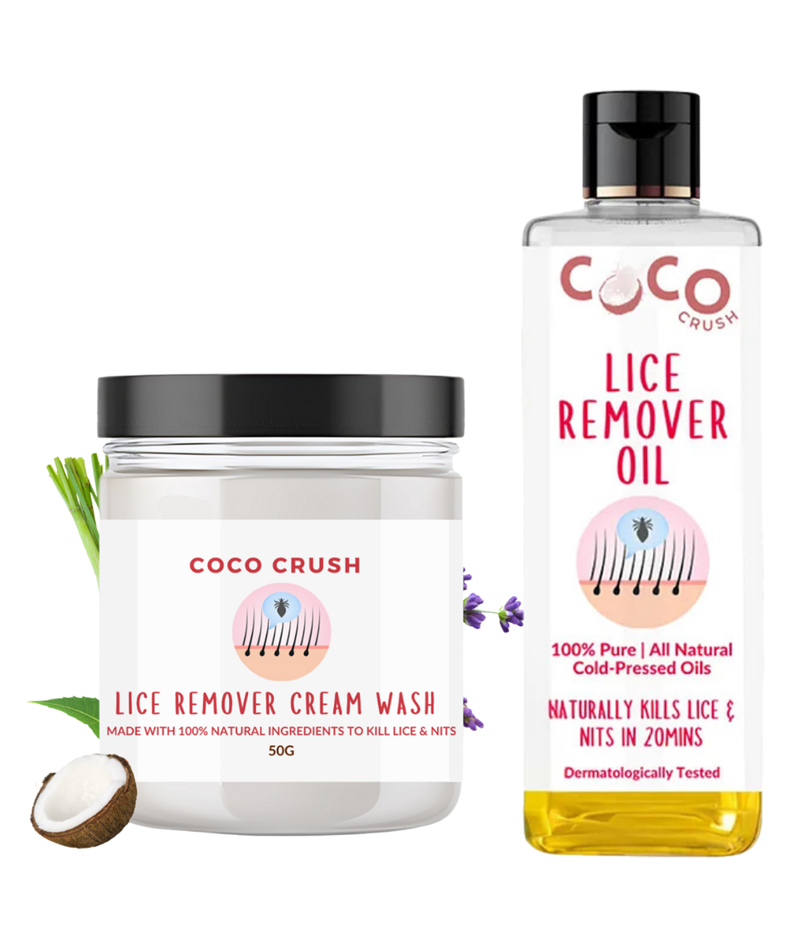 Coco Crush Lice Cream Wash (50g) and Lice Oil (200ml), Naturally Kills Lice, Nits & Eggs-image-5