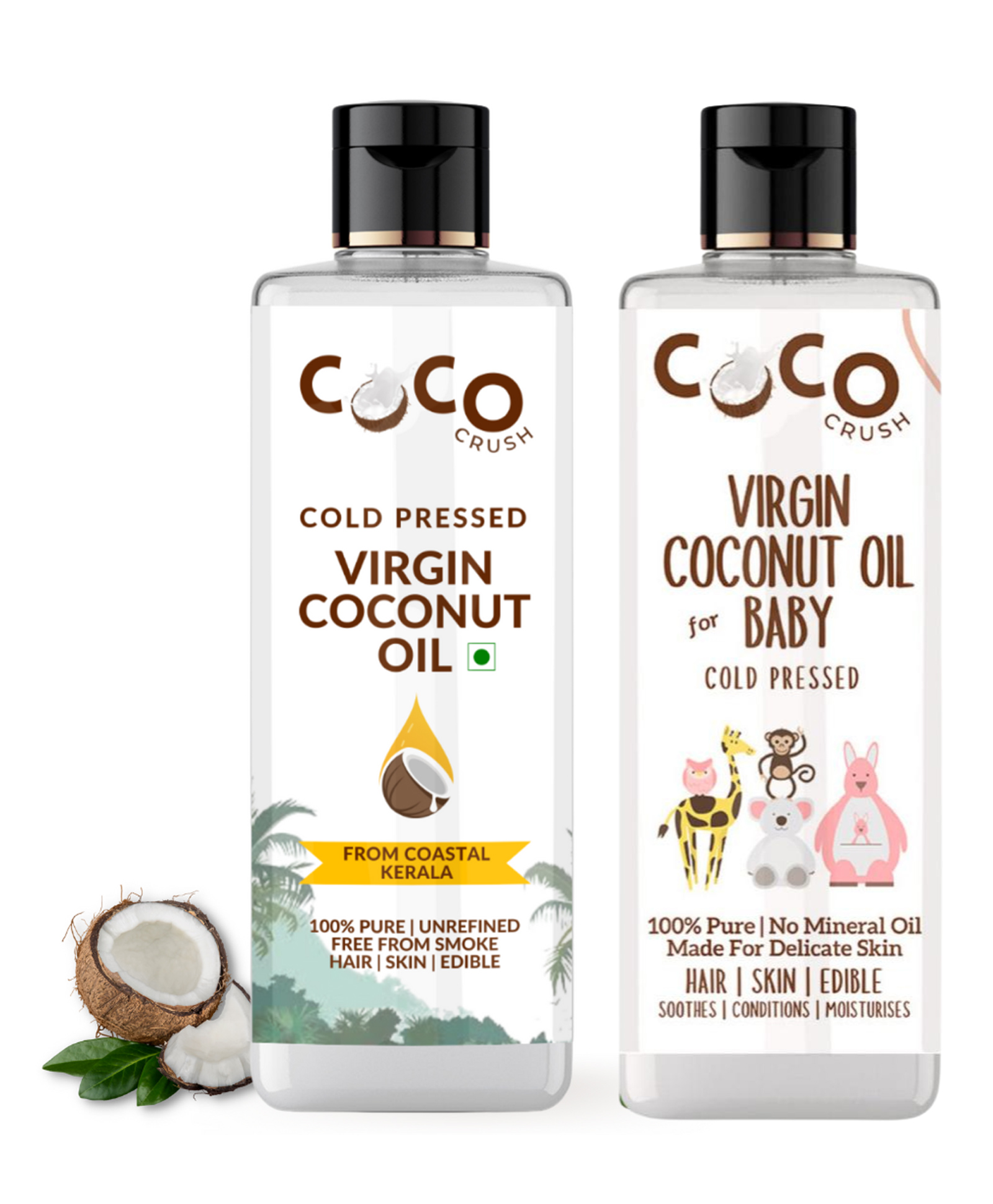 Coco Crush Baby Care Combo - Virgin Coconut Oil for Baby & Coconut Oil for Massage (100ml, 50ml each)-image-29