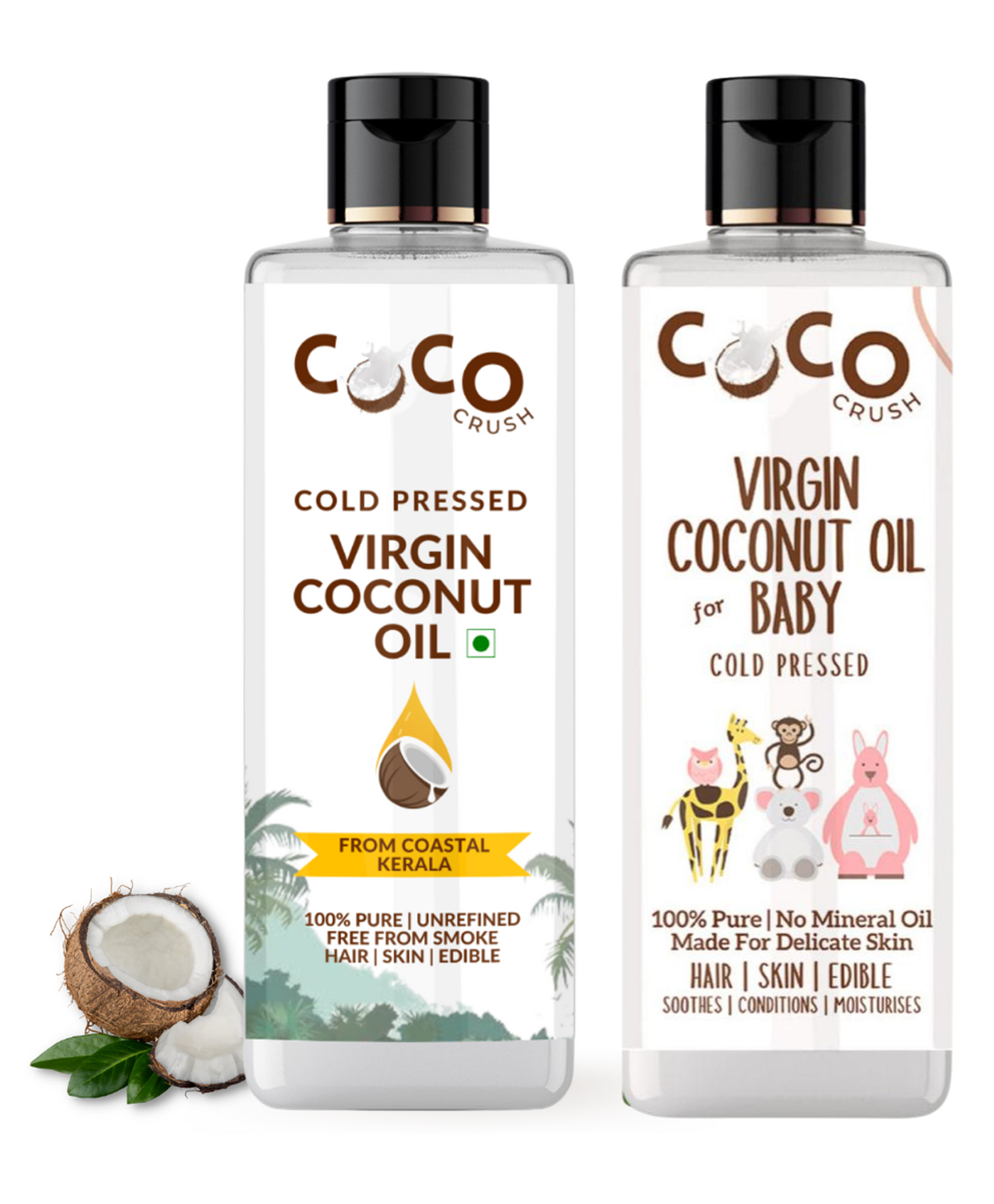 Coco Crush Baby Care Combo - Virgin Coconut Oil for Baby & Coconut Oil for Massage (200ml, 100ml each)-picture-16