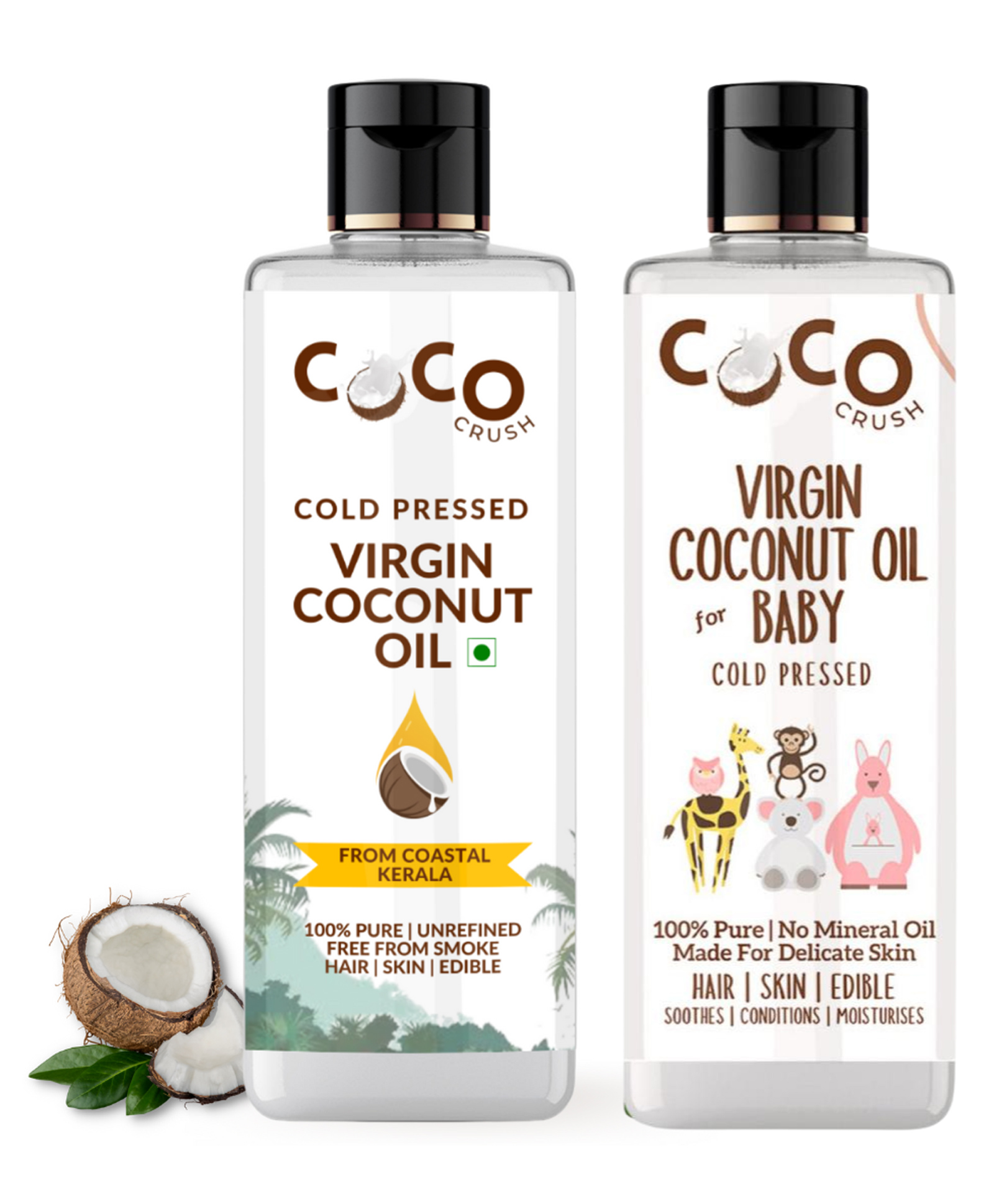 Coco Crush Baby Care Combo - Virgin Coconut Oil for Baby & Coconut Oil for Massage (400ml, 200ml each)-picture-25
