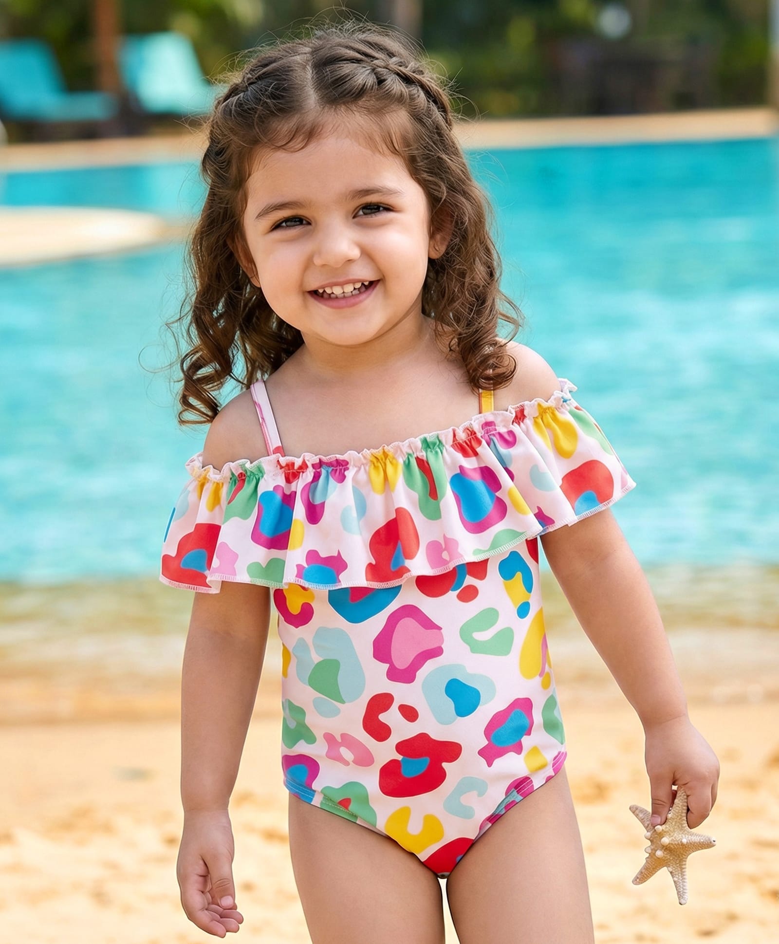 Babyhug Water Repellant V Cut Swimsuit - Pink-image-36