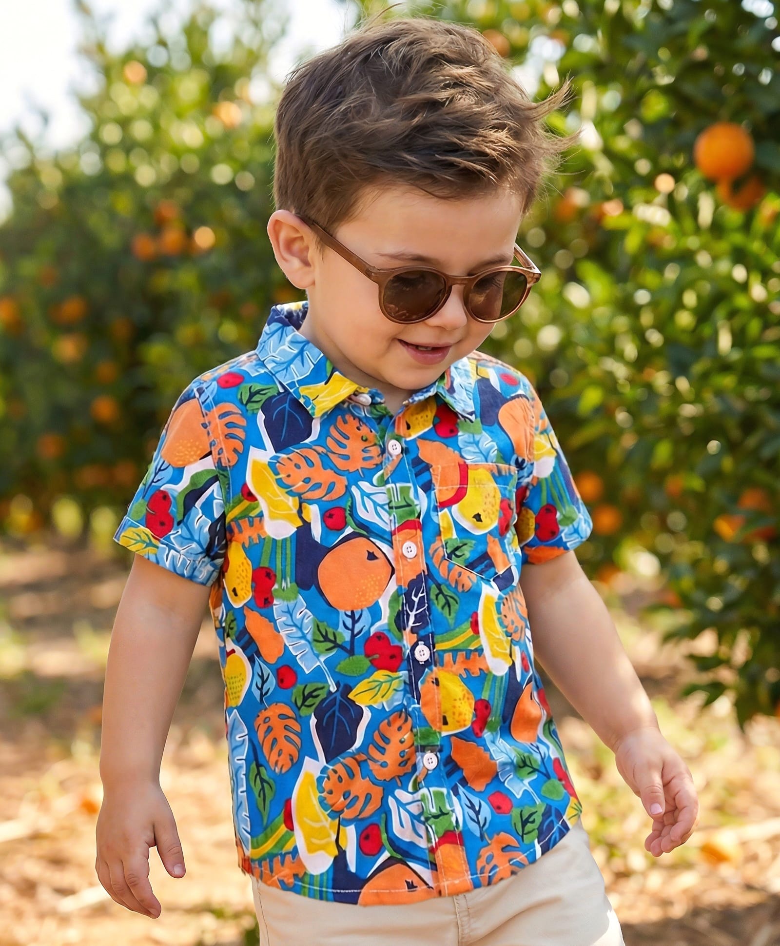 Babyhug Cotton Woven Half Sleeves Shirt With Leaves Print - Blue-picture-25