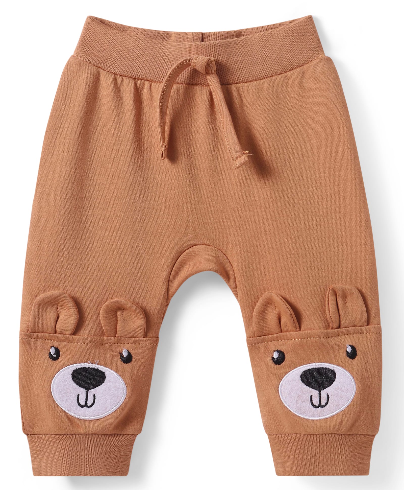 Babyhug Interlock Knit Full Length Diaper Leggings with Bear Applique - Brown-image-31